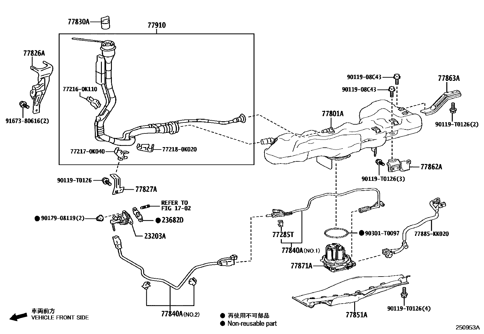 Toyota HILUX 尿素罐和管 EPC diagram — 250953A