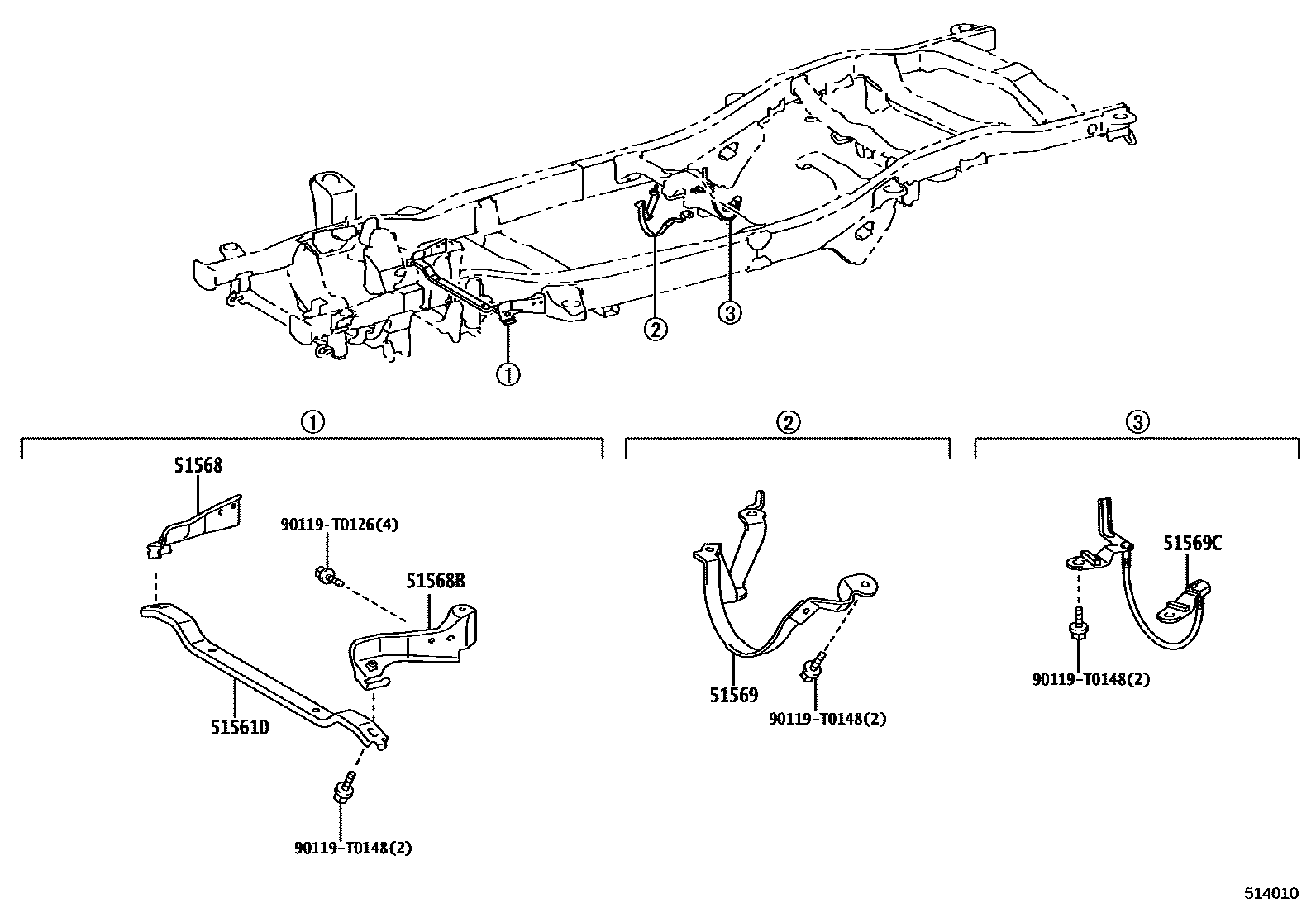 Toyota HILUX 车架 EPC diagram — 514010