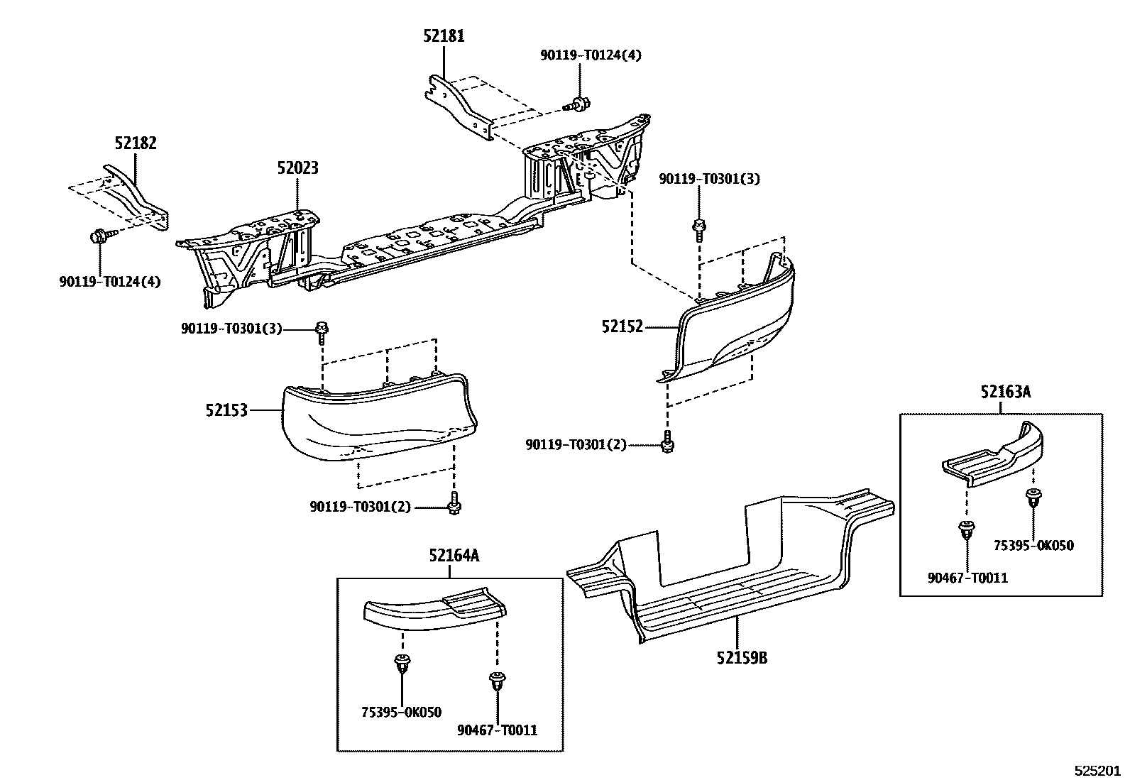 Toyota HILUX 后保险杠及附件 EPC diagram — 525201