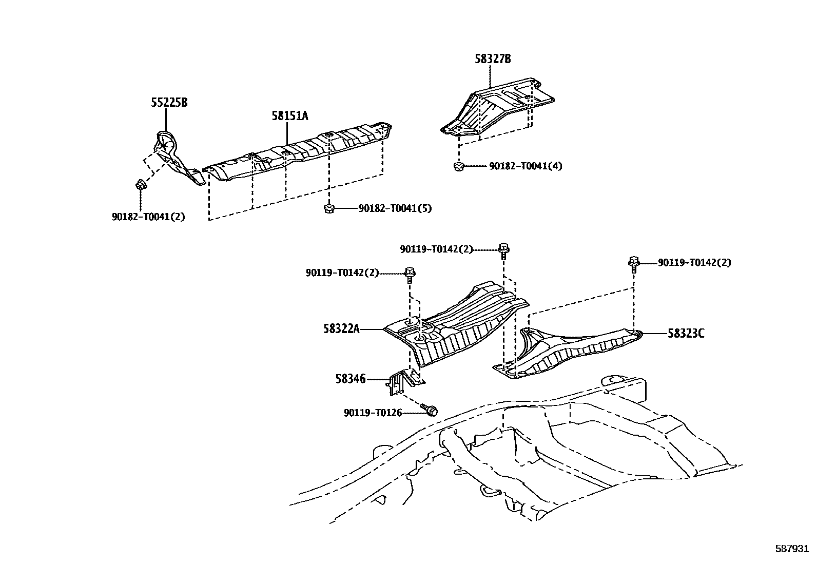 Toyota HILUX 地板隔热垫 EPC diagram — 587931