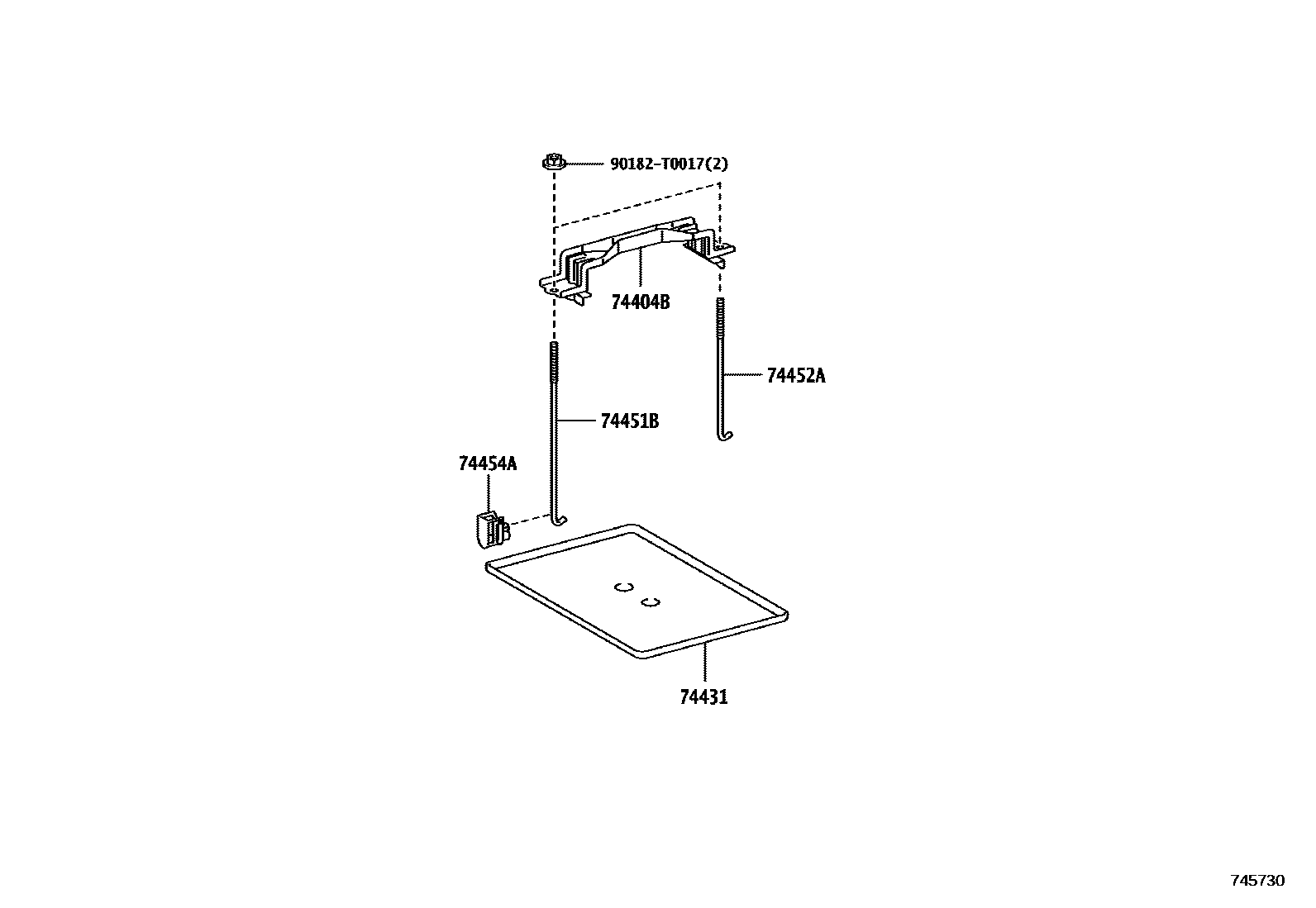 Toyota HILUX battery holder EPC diagram — 745730