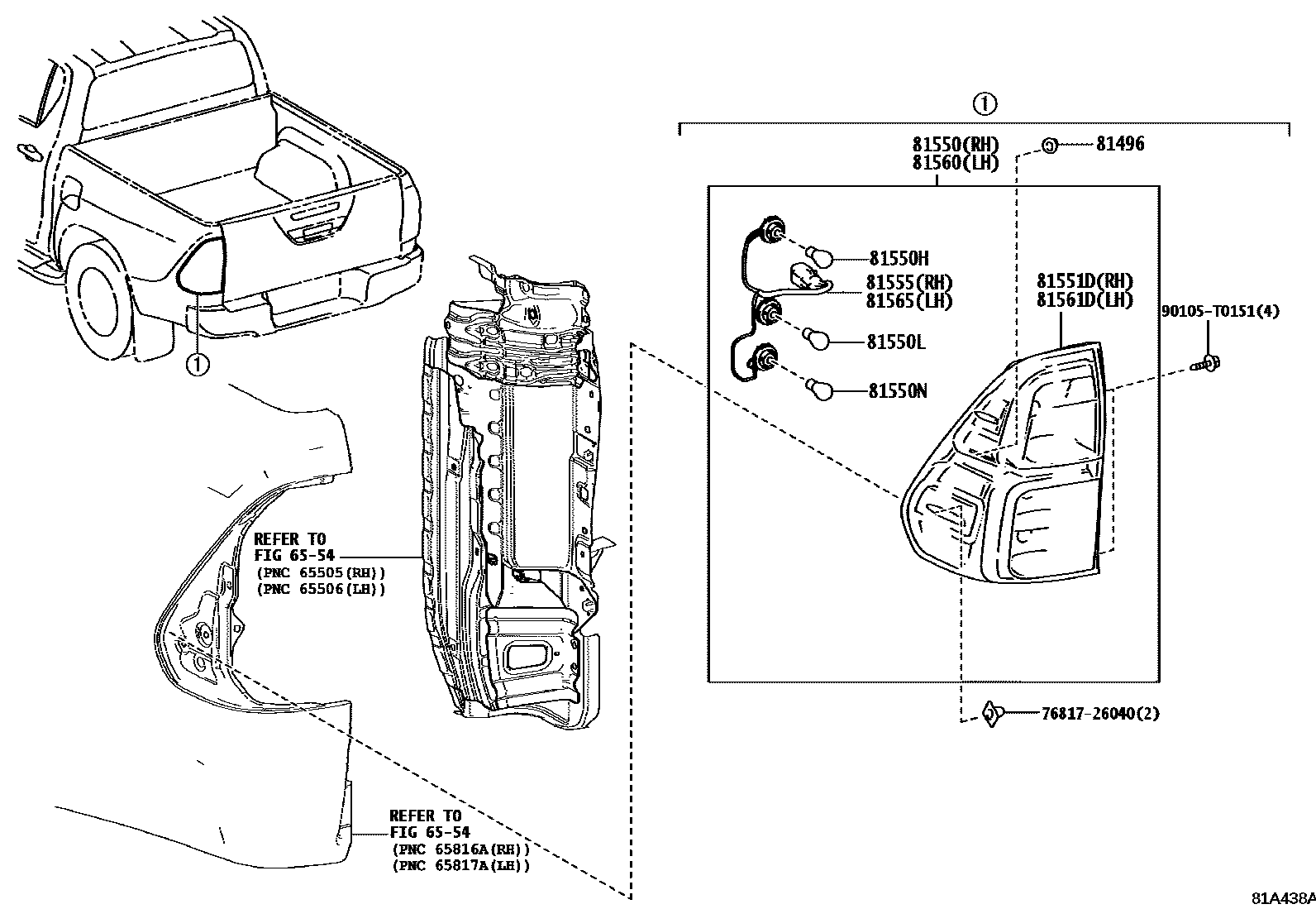 Toyota HILUX 后组合灯 EPC diagram — 81A438A