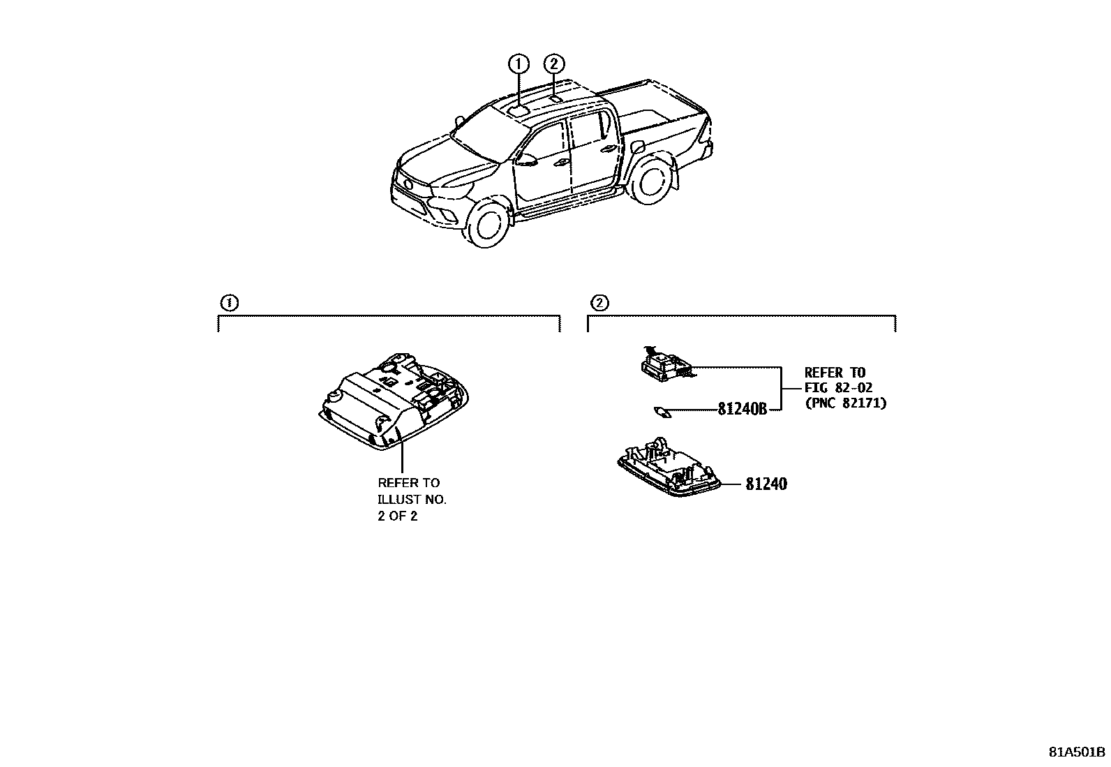 Toyota HILUX 车内灯 EPC diagram — 81A501B