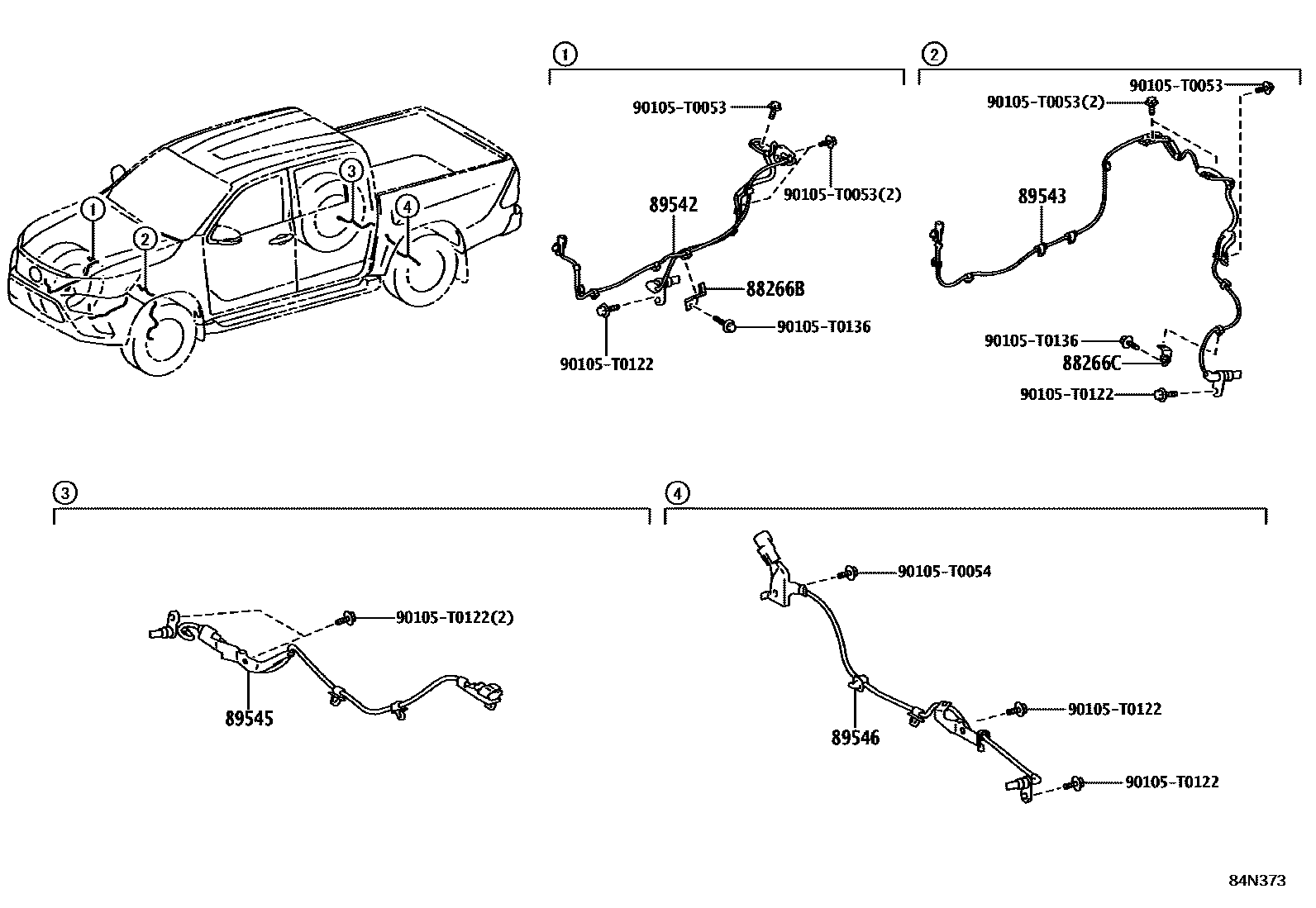 Toyota HILUX ABS 和 VSC EPC diagram — 84N373