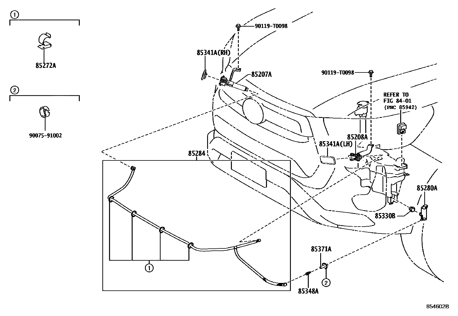 Toyota HILUX 前大灯清洗器 EPC diagram — 854602B
