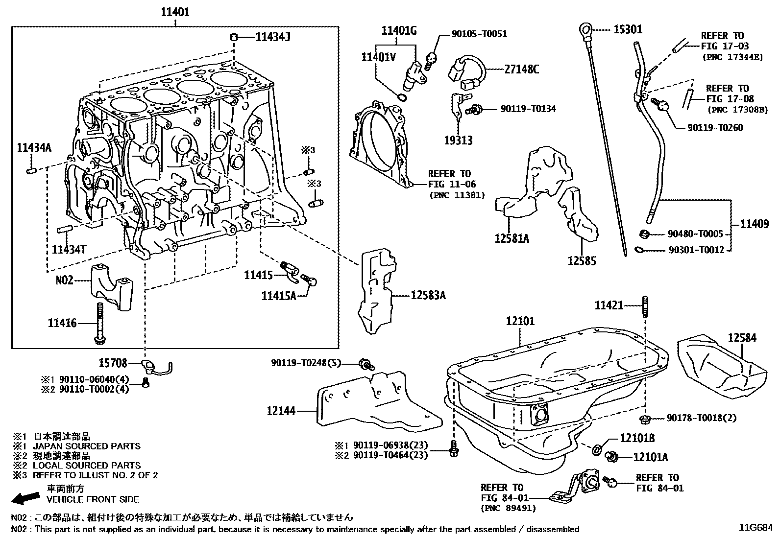 Toyota HILUX Cylinder Block EPC diagram — 11G684