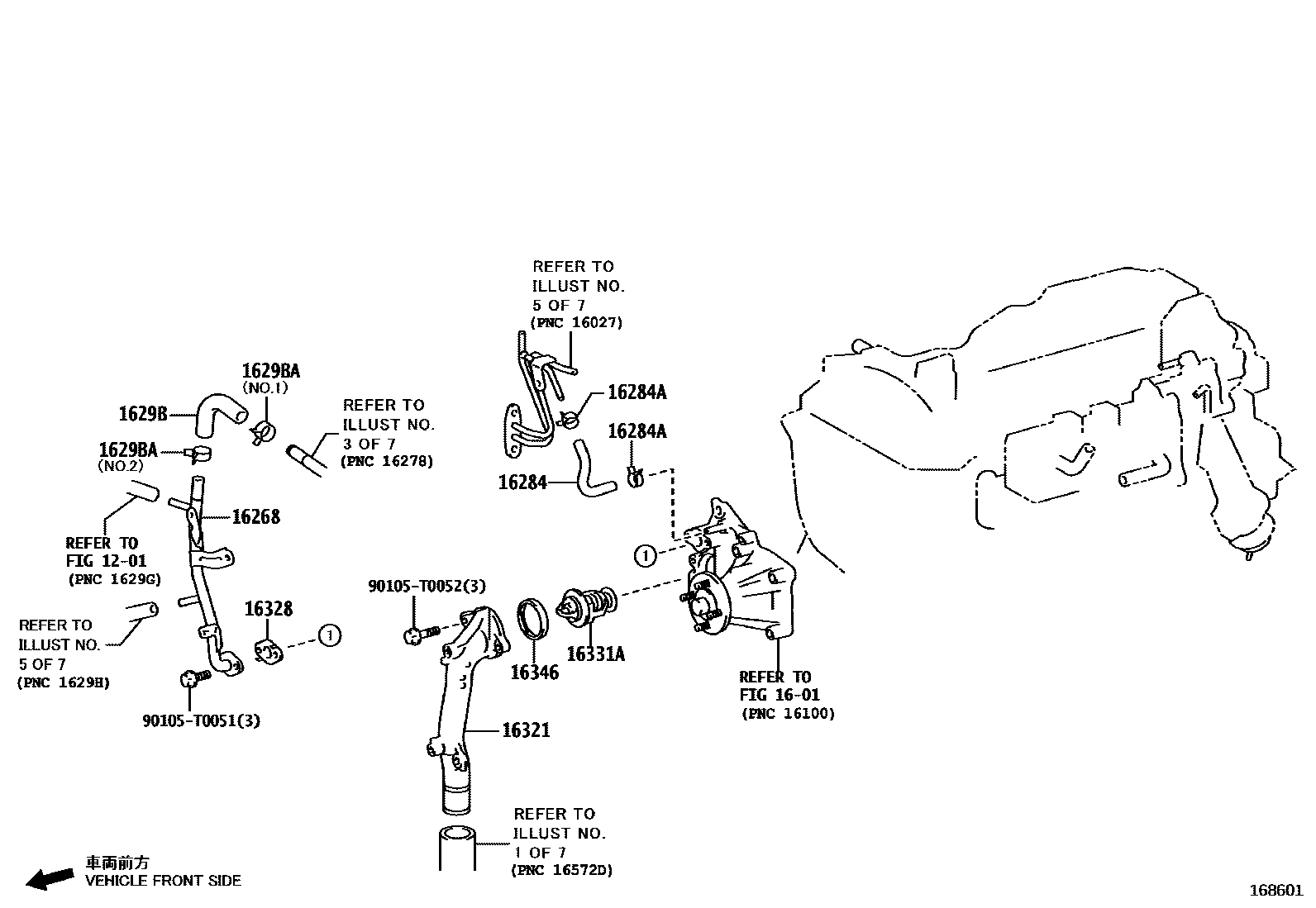 Toyota HILUX RADIATOR & WATER OUTLET EPC diagram — 168601