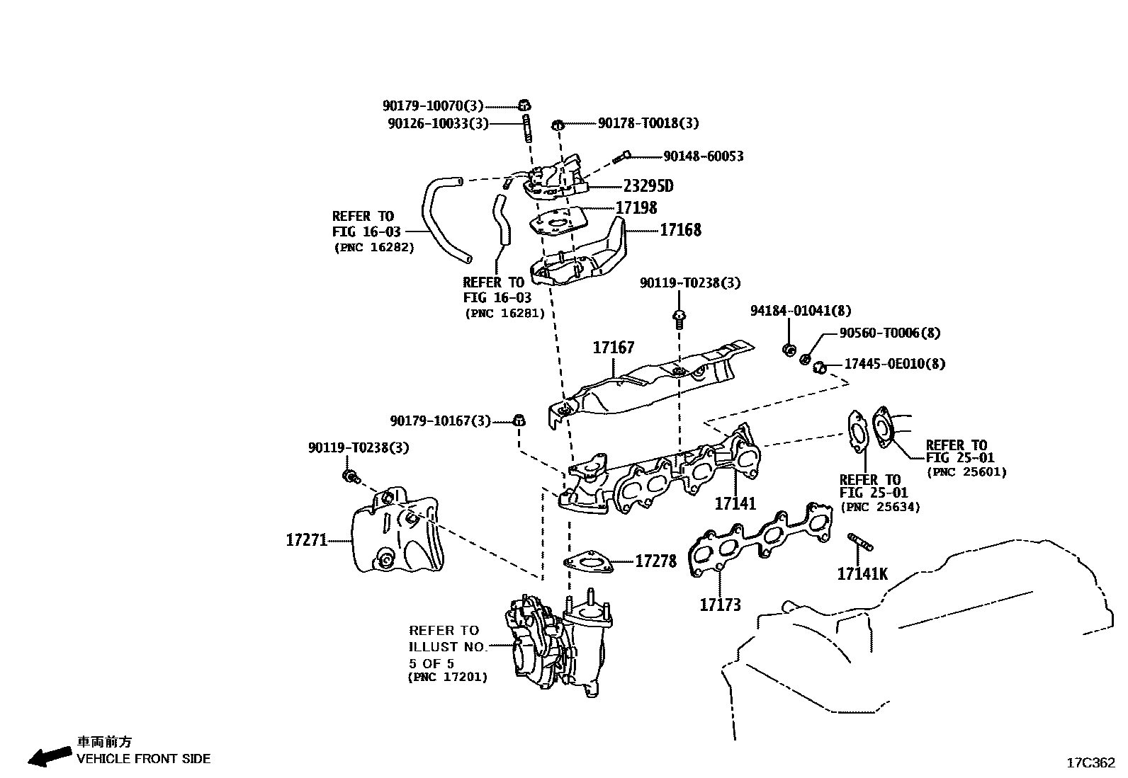 Toyota HILUX Manifold EPC diagram — 17C362