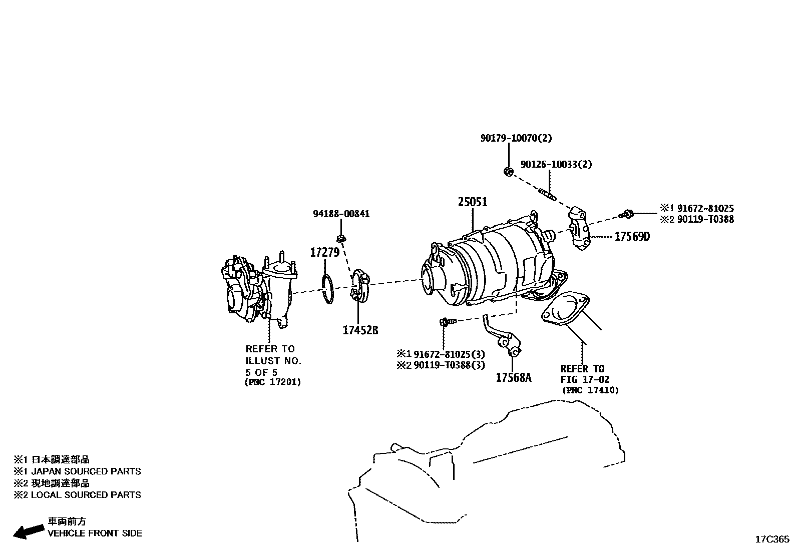 Toyota HILUX Manifold EPC diagram — 17C365