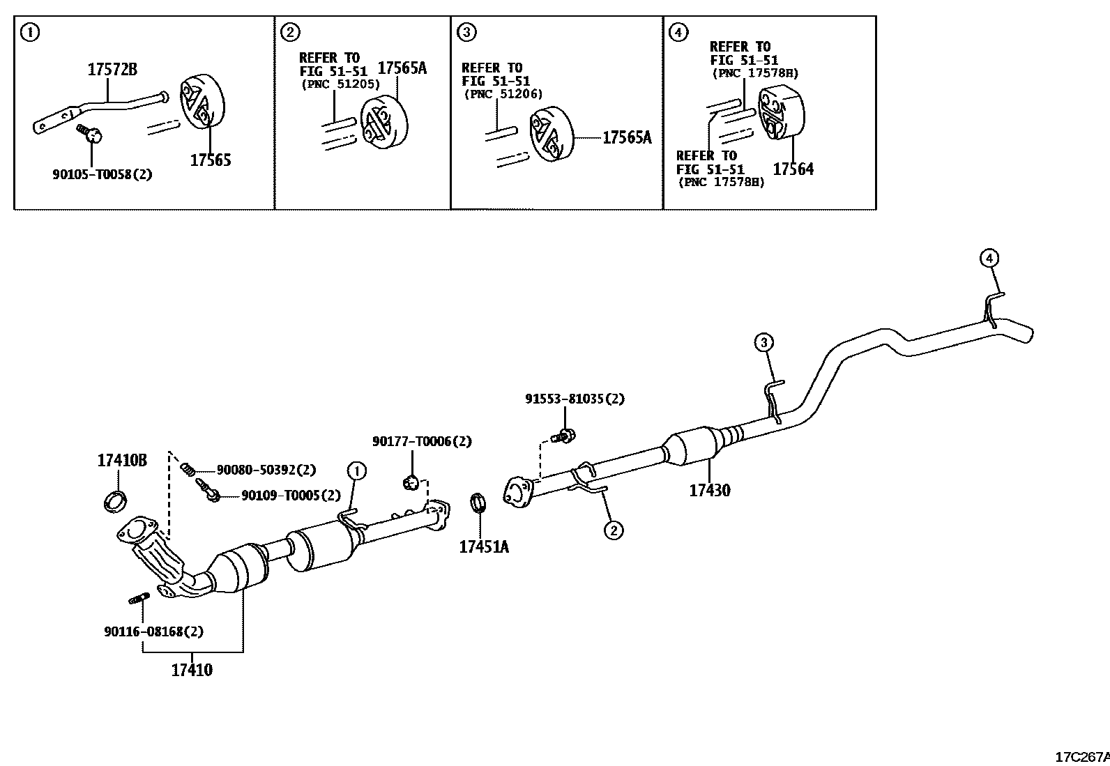 Toyota HILUX Exhaust Pipe EPC diagram — 17C267A