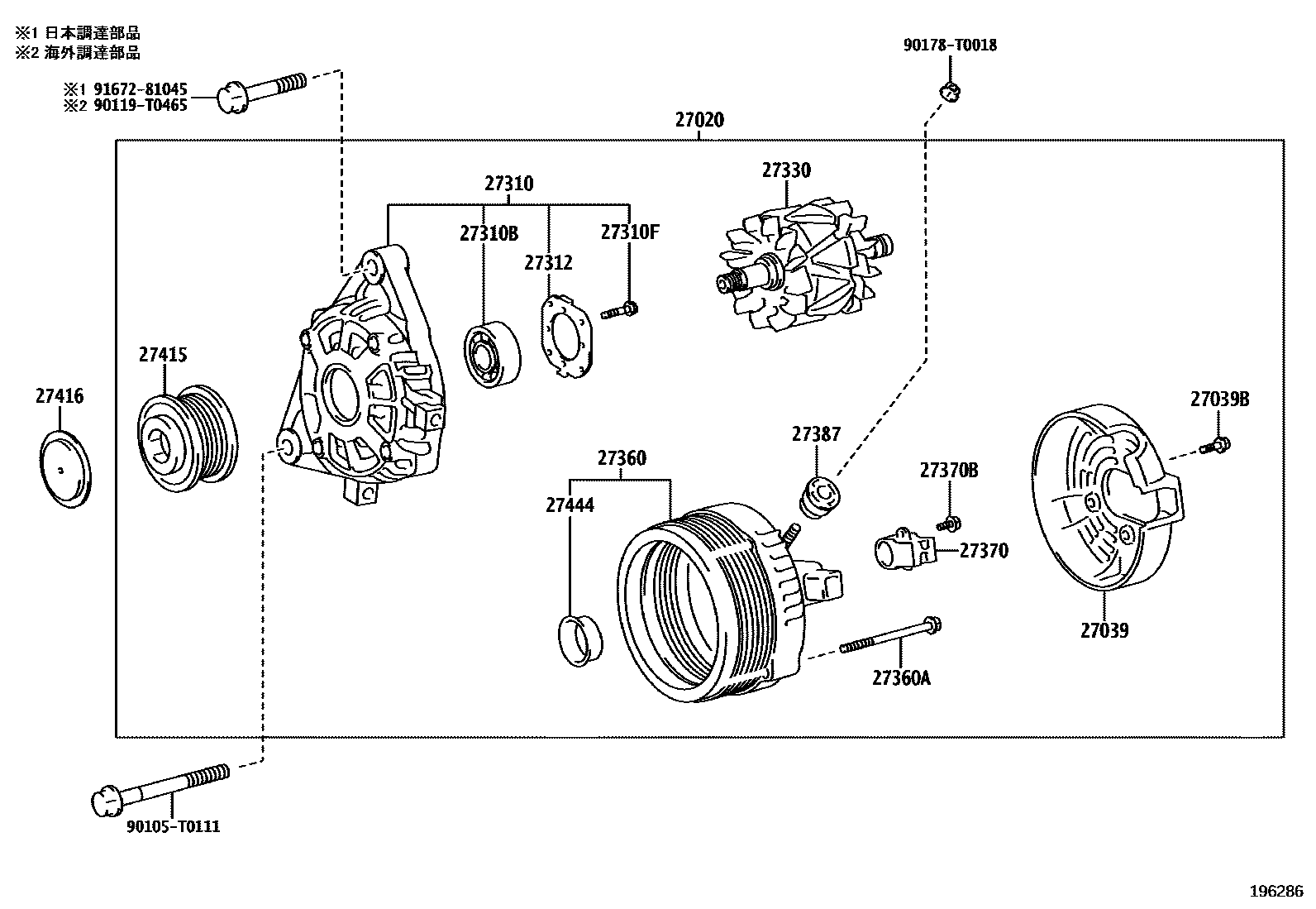 Toyota HILUX Alternator EPC diagram — 196286