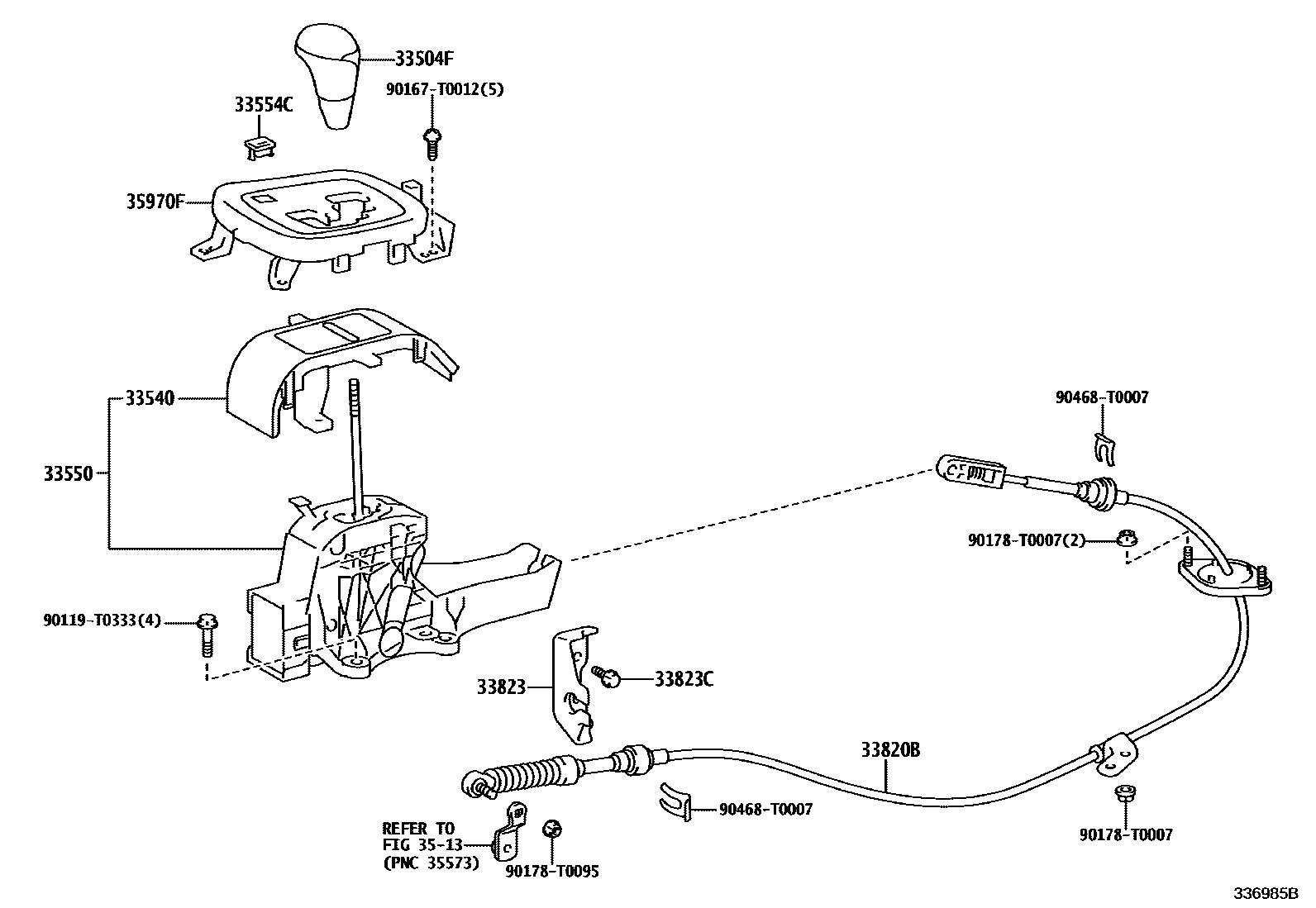 Toyota HILUX Shift Lever & Retainer EPC diagram — 336985B