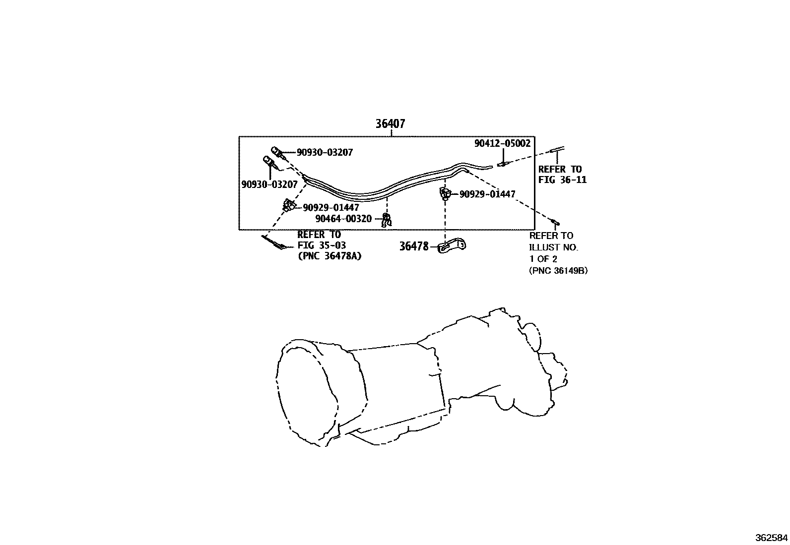 Toyota HILUX Transfer Case & Extension Housing EPC diagram — 362584