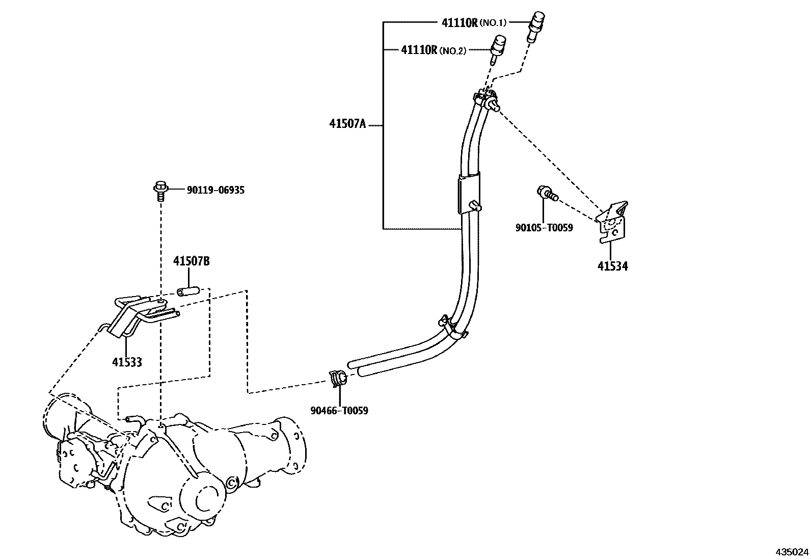 Toyota HILUX 前桥壳和差速器 EPC diagram — 435024