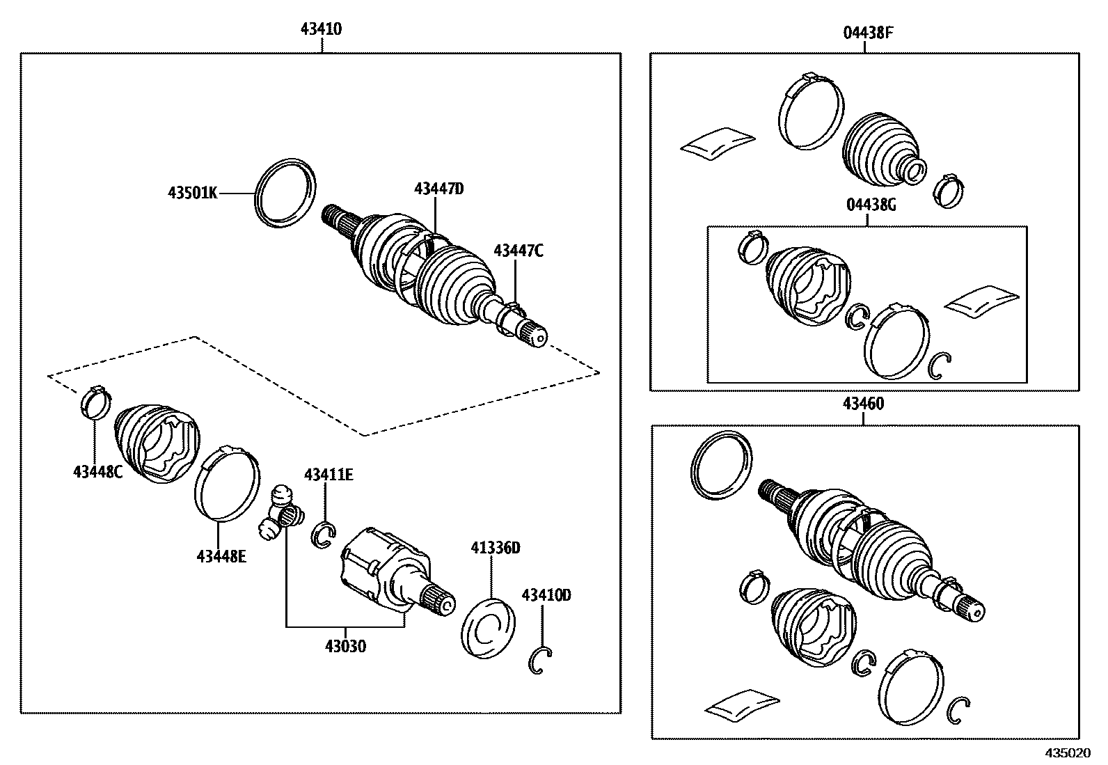 Toyota HILUX Front Drive Shaft EPC diagram — 435020