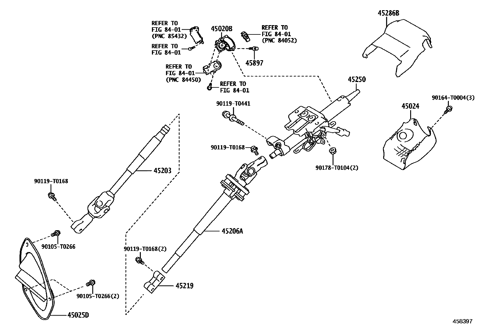 Toyota HILUX Steering Column & Shaft EPC diagram — 458397