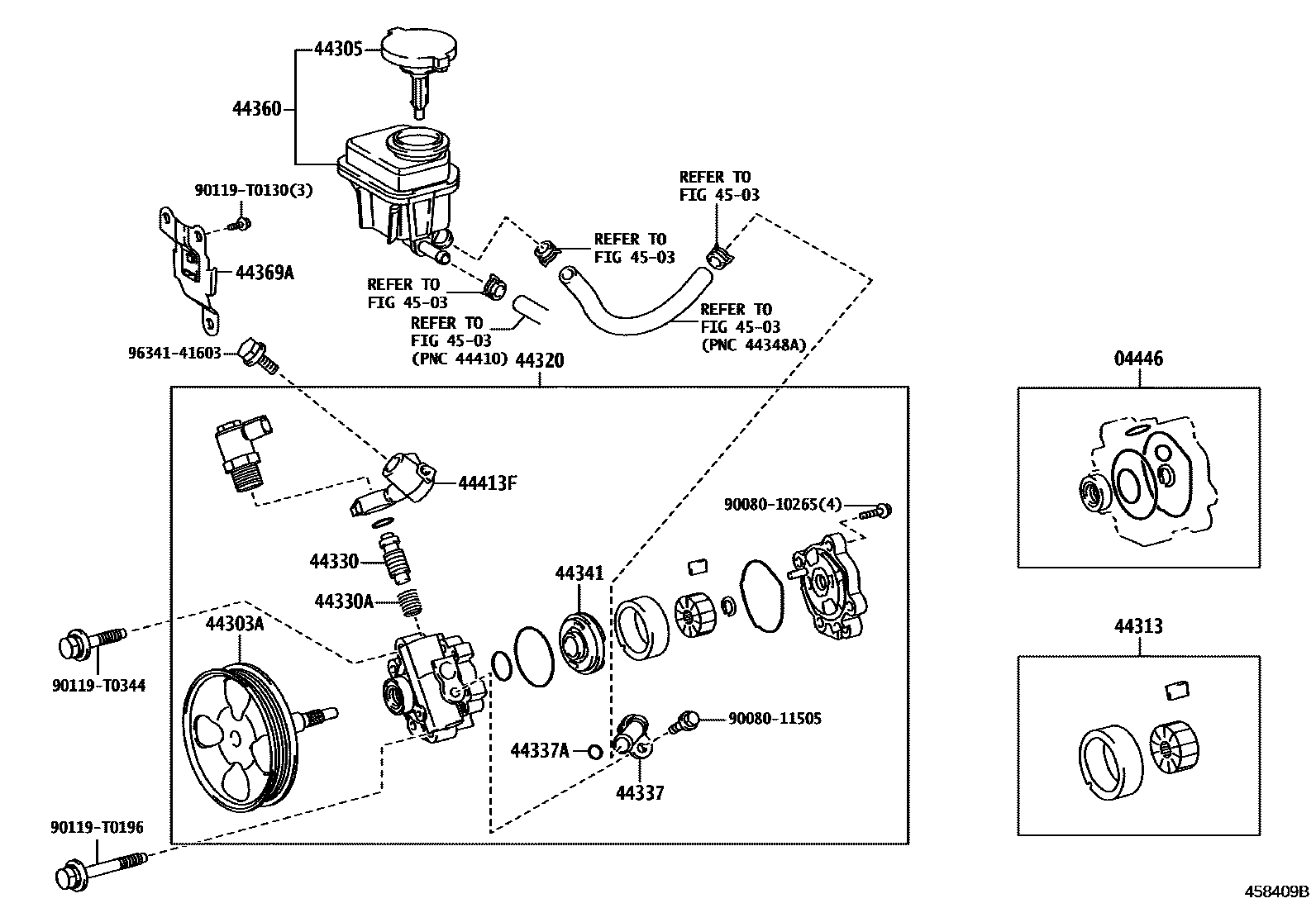 Toyota HILUX 叶片泵和储油罐(动力转向) EPC diagram — 458409B