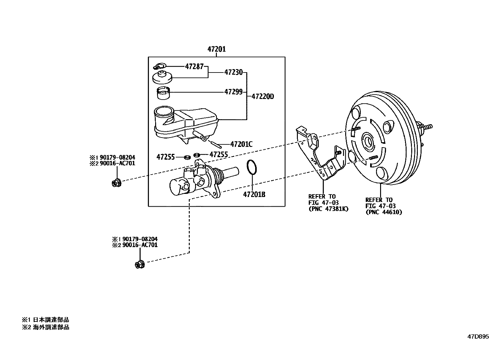 Toyota HILUX 制动总泵 EPC diagram — 47D895