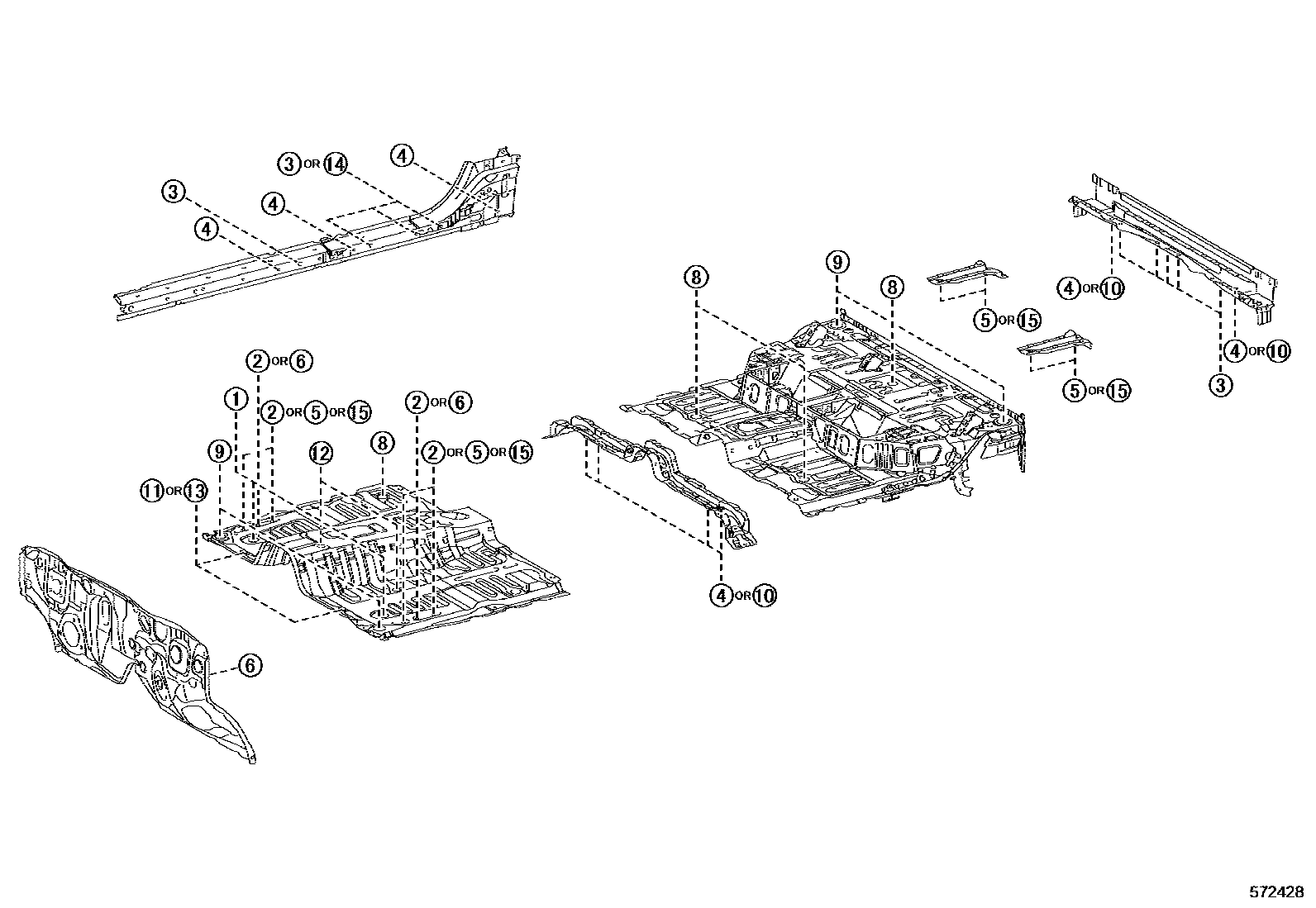 Toyota HILUX hole plug EPC diagram — 572428