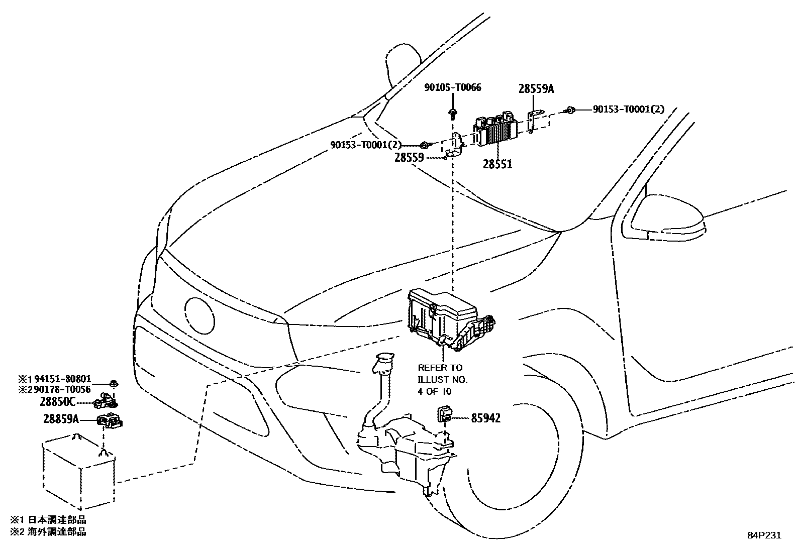 Toyota HILUX 开关和继电器和ECU EPC diagram — 84P231