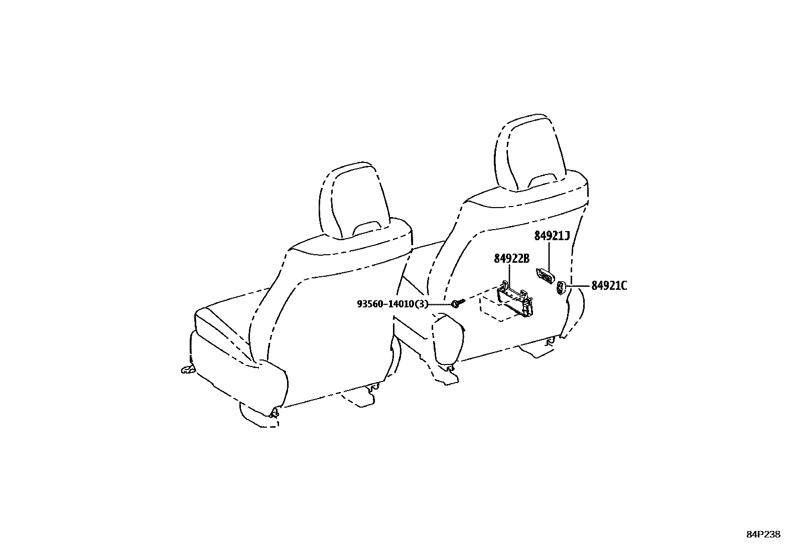 Toyota HILUX 开关和继电器和ECU EPC diagram — 84P238