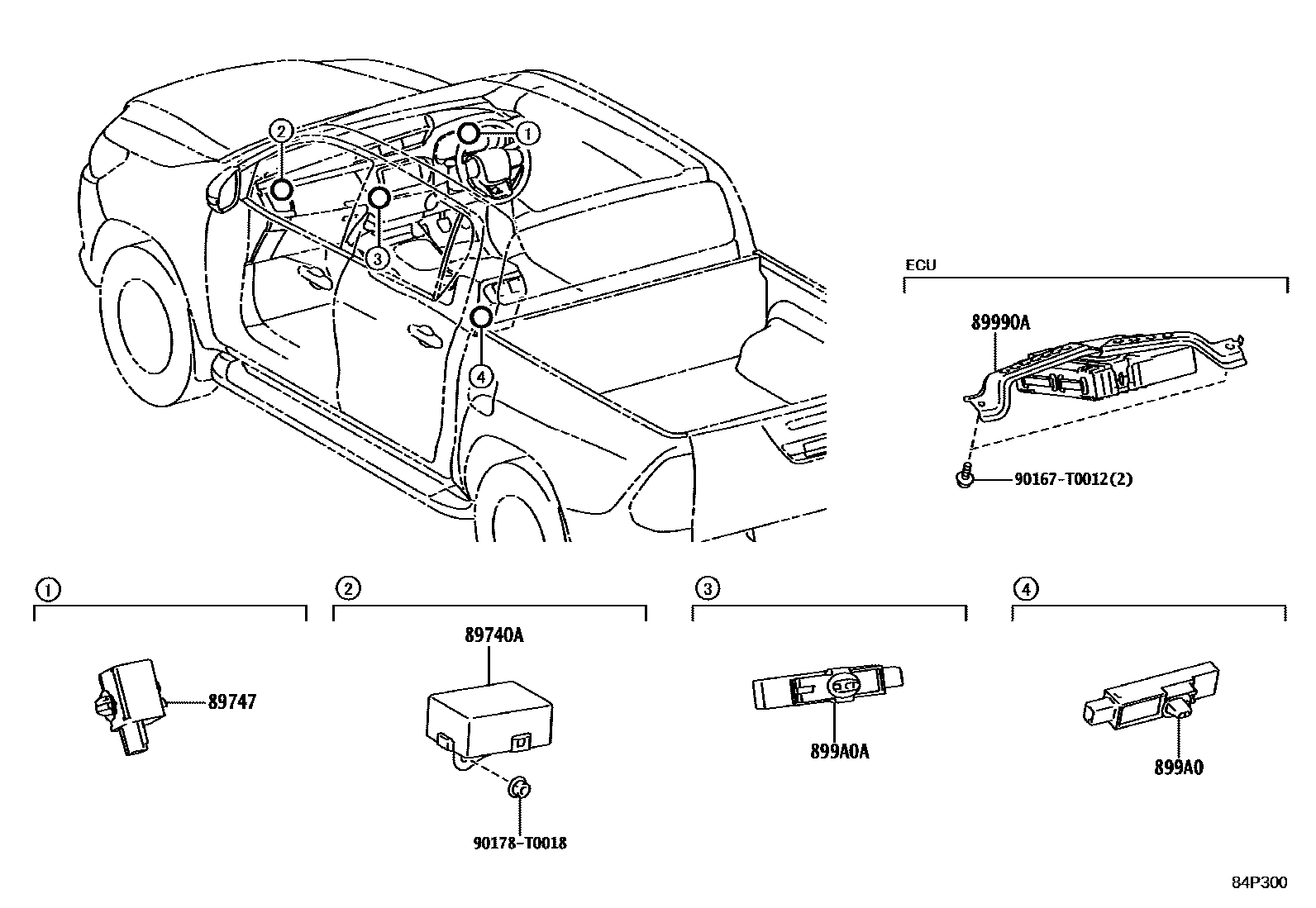 Toyota HILUX 遥控门锁 EPC diagram — 84P300