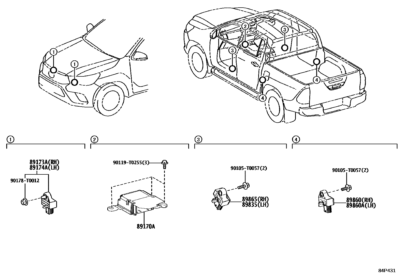 Toyota HILUX 空气囊 EPC diagram — 84P431