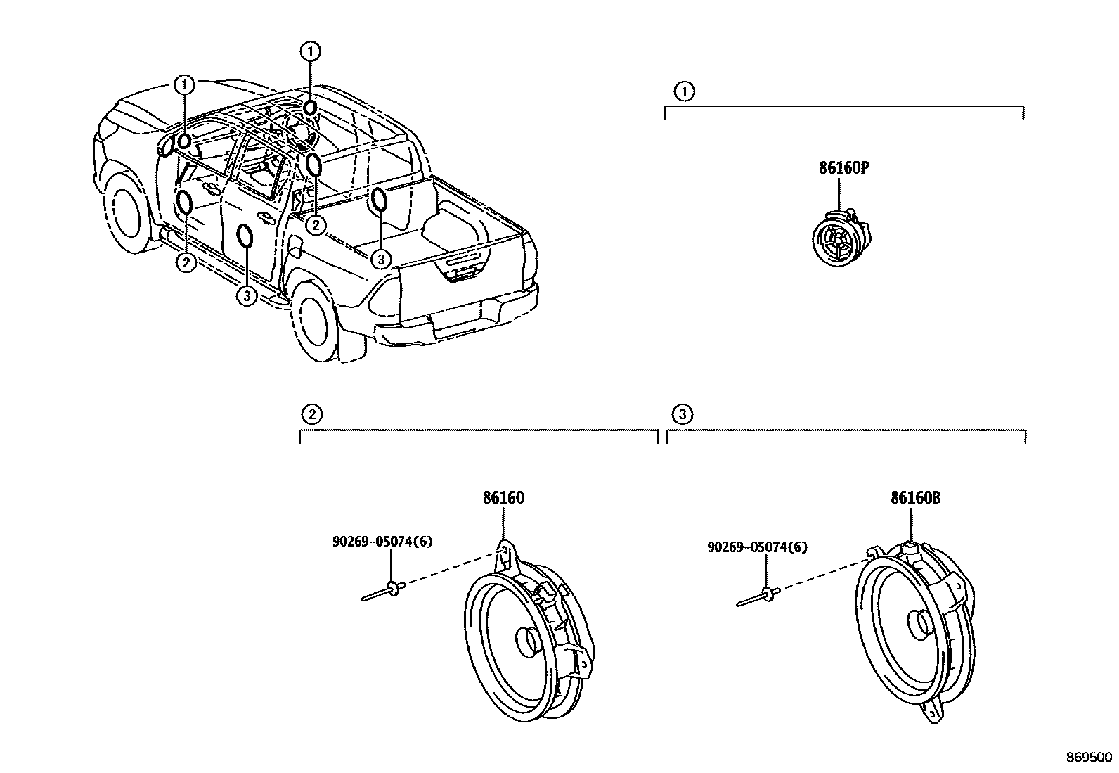 Toyota HILUX 扬声器 EPC diagram — 869500