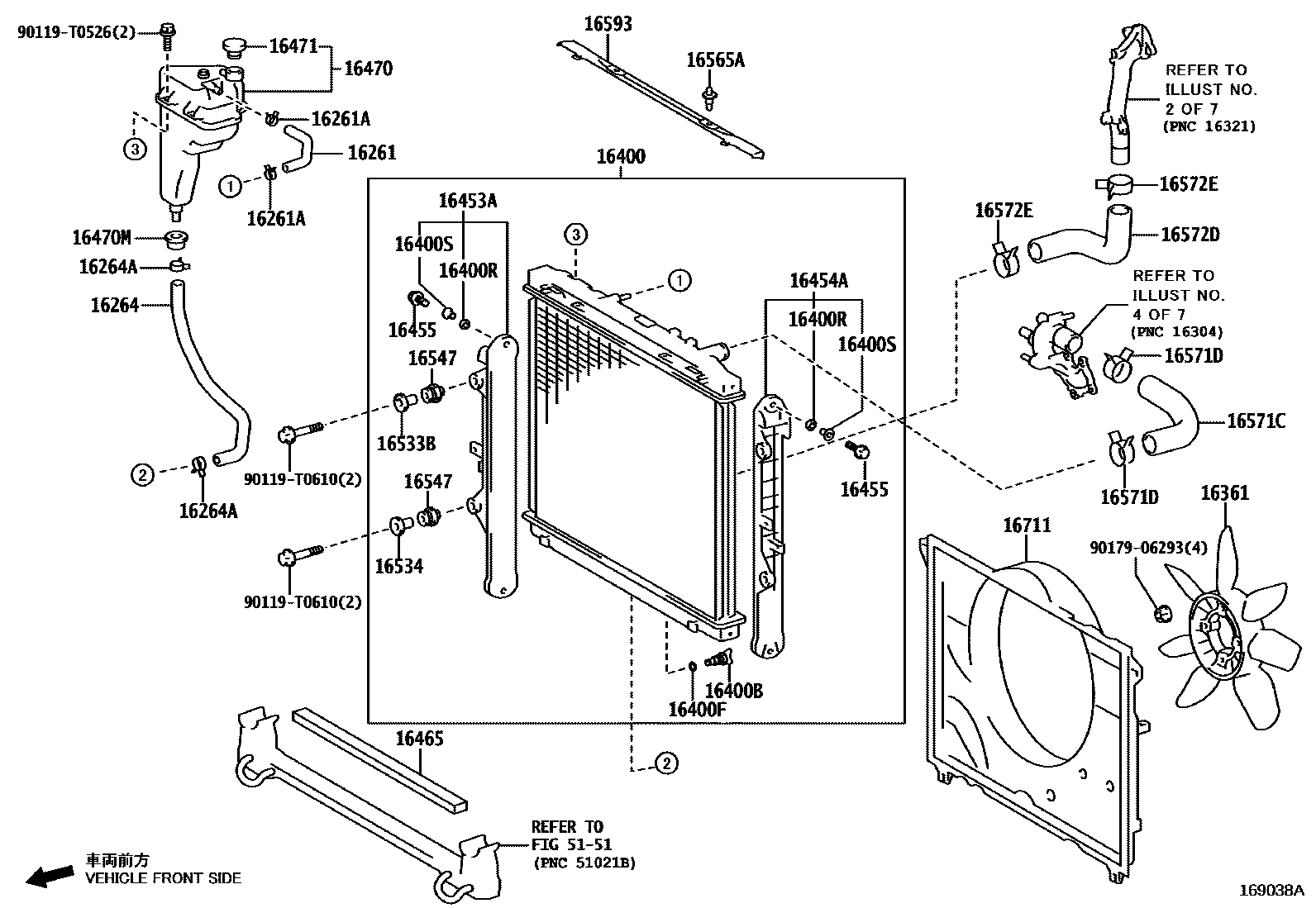Toyota HILUX RADIATOR & WATER OUTLET EPC diagram — 169038A