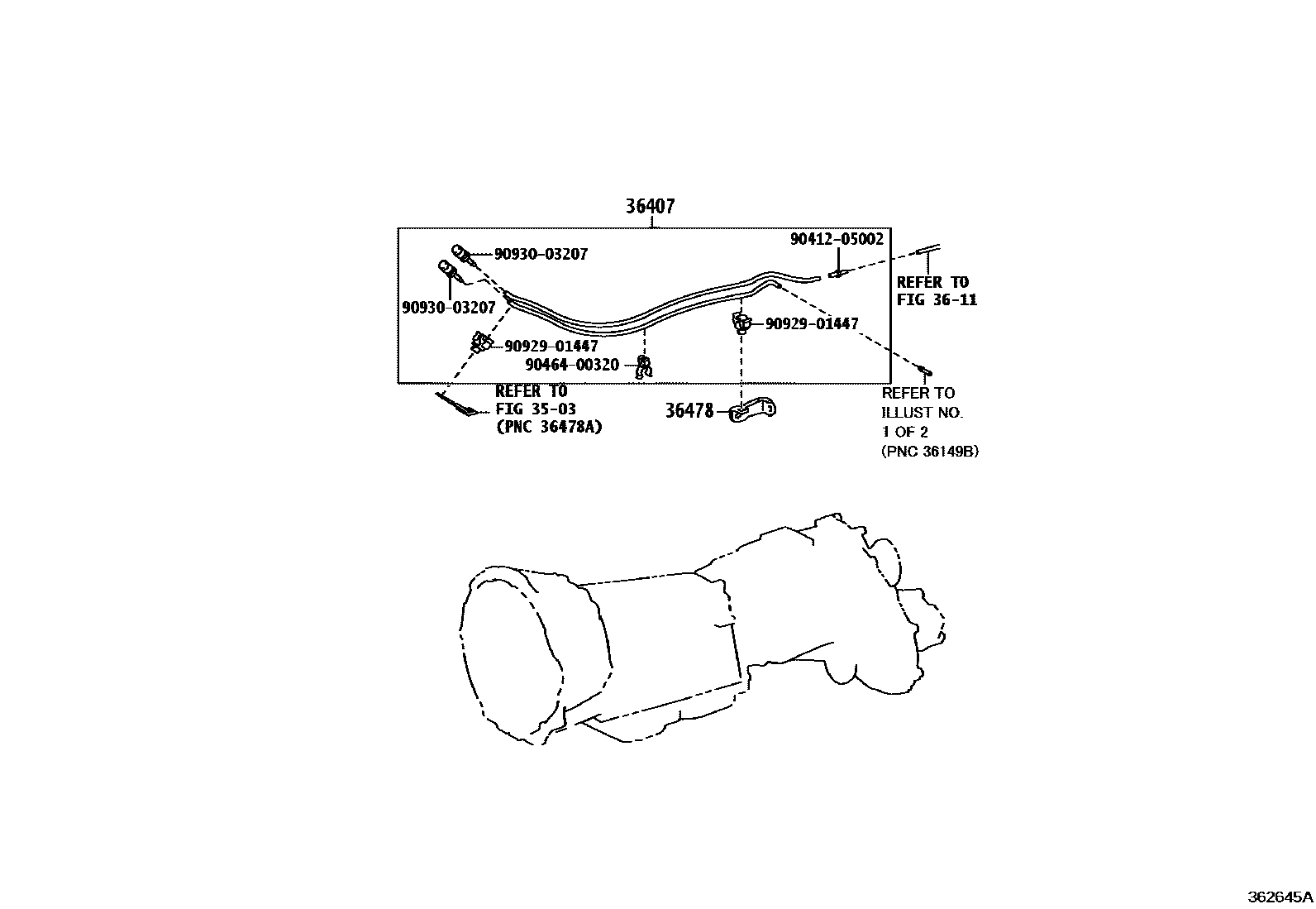 Toyota HILUX Transfer Case & Extension Housing EPC diagram — 362645A