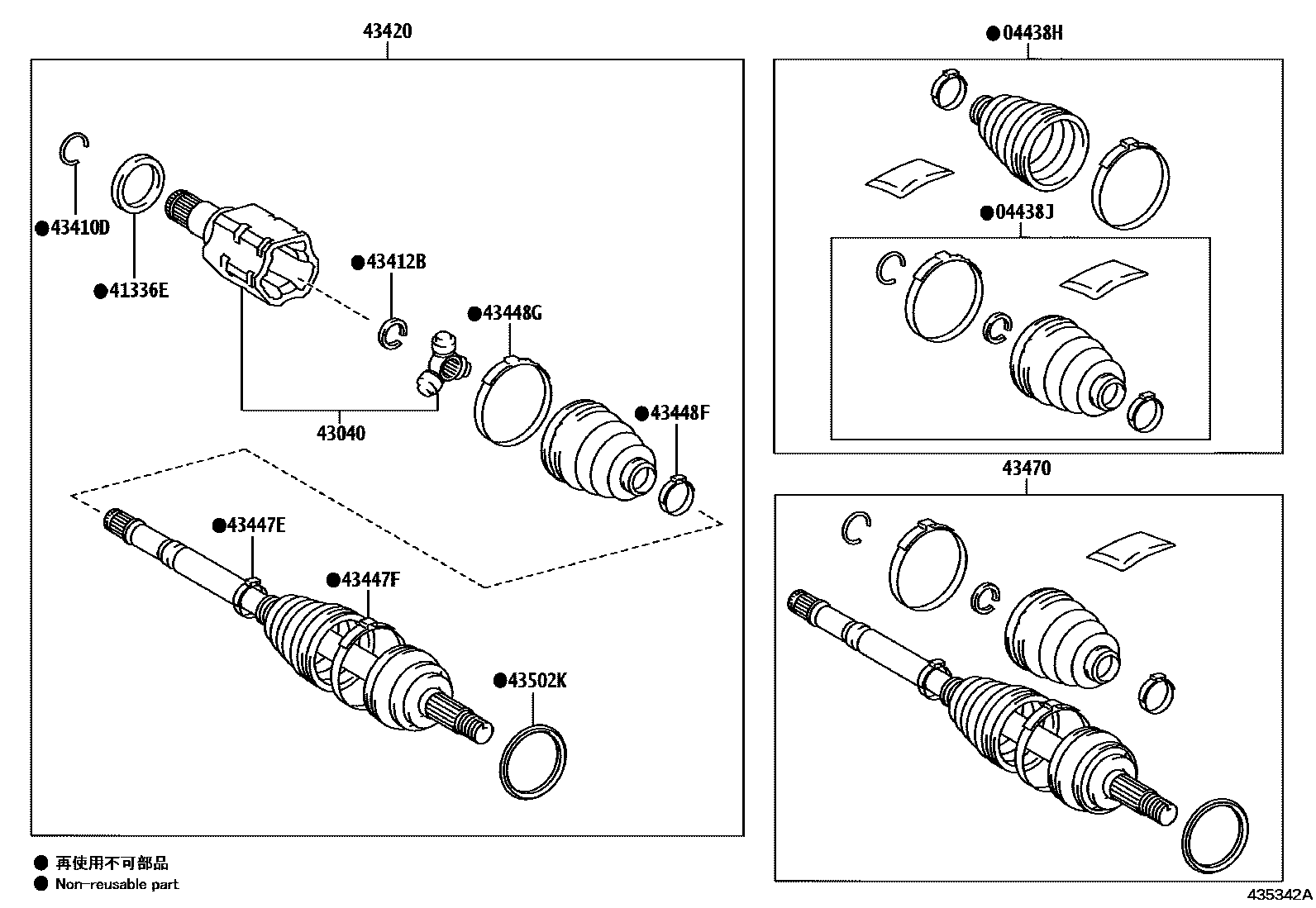 Toyota HILUX Front Drive Shaft EPC diagram — 435342A