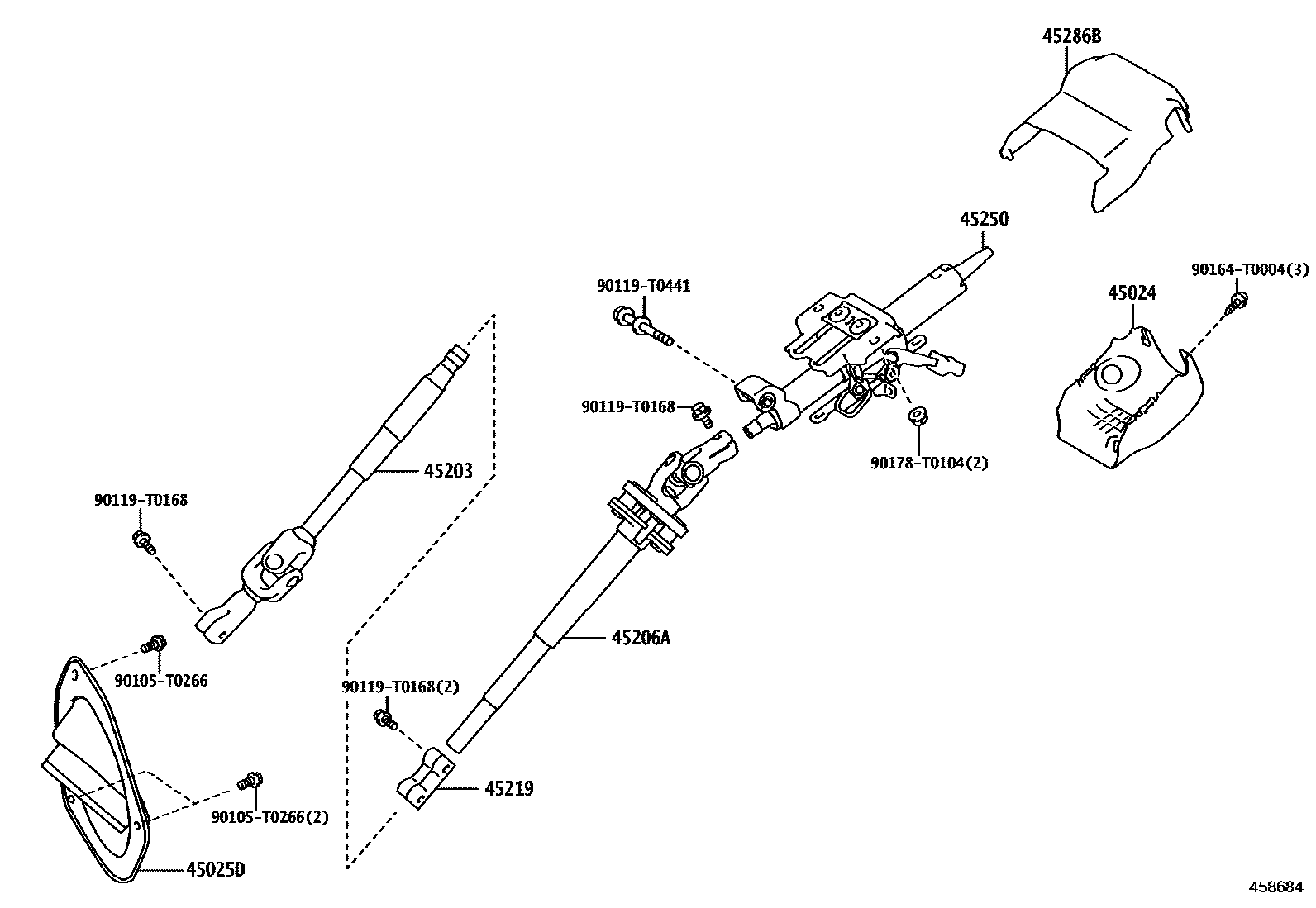 Toyota HILUX Steering Column & Shaft EPC diagram — 458684