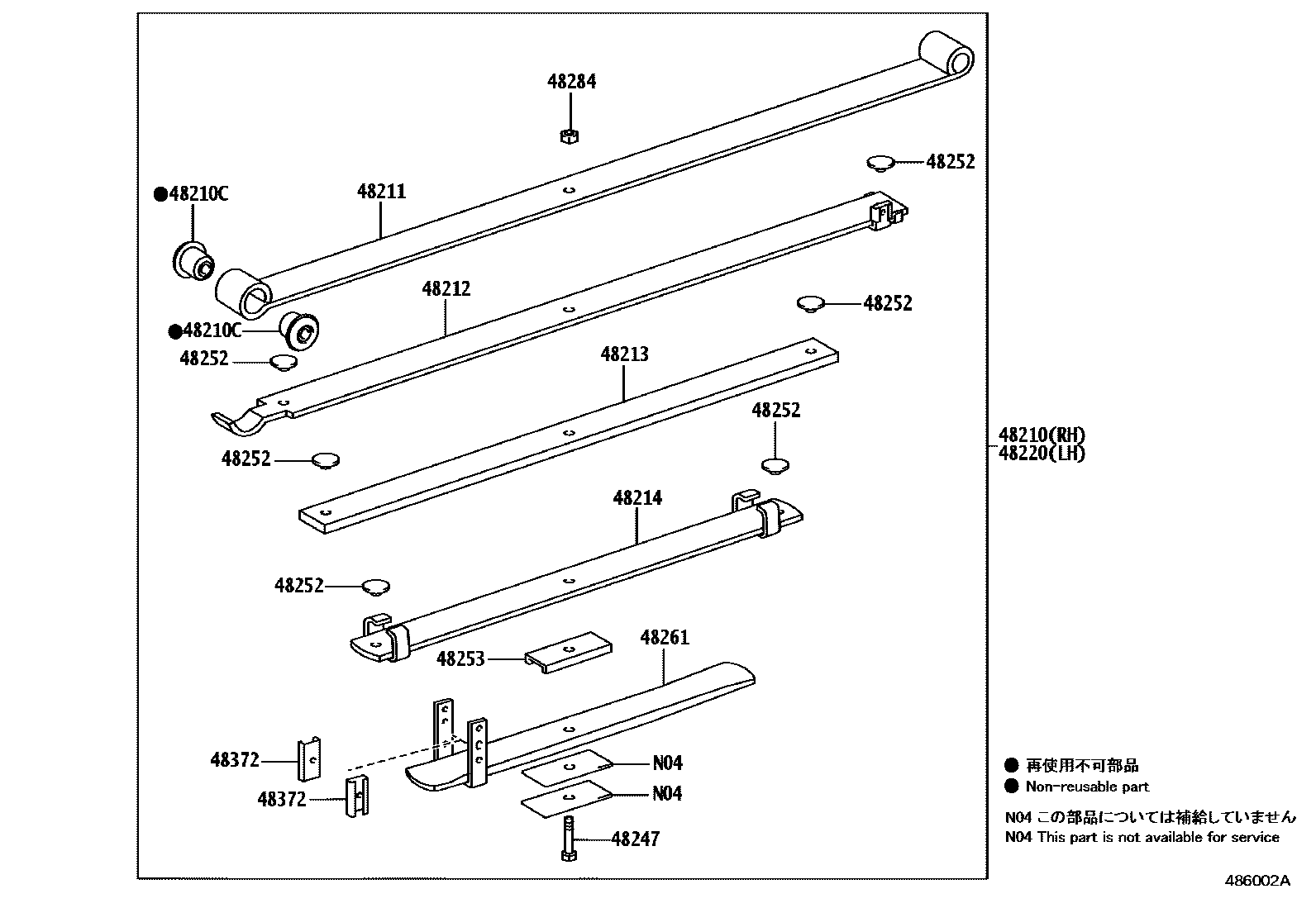 Toyota HILUX Rear Spring & Shock Absorber EPC diagram — 486002A