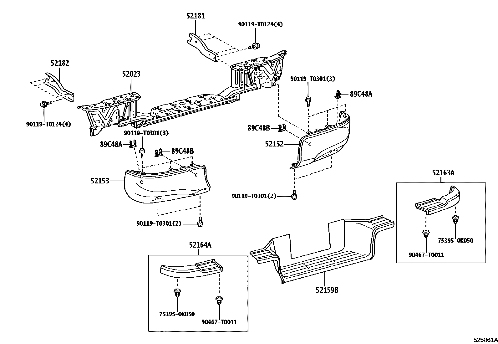 Toyota HILUX 后保险杠及附件 EPC diagram — 525861A