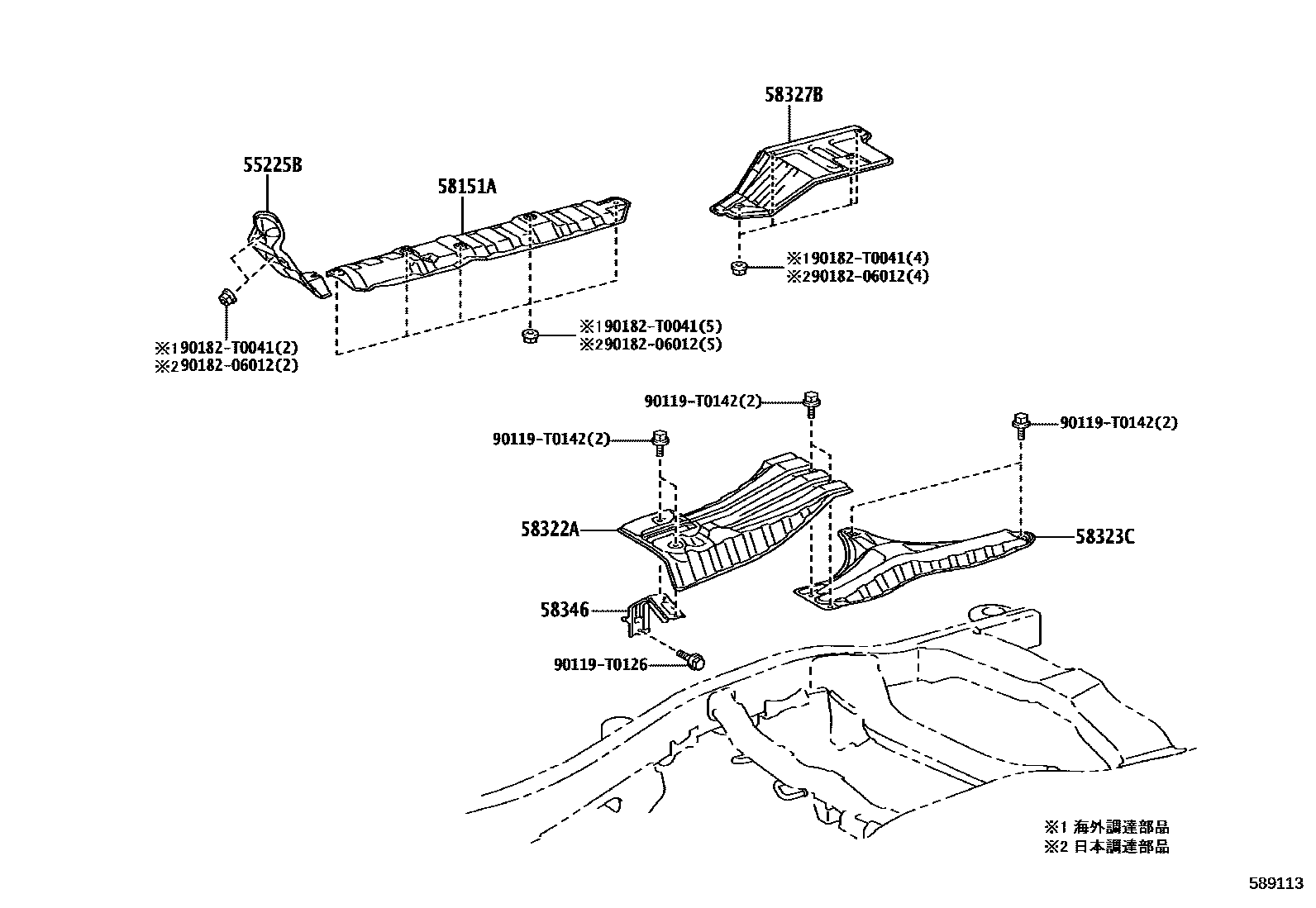 Toyota HILUX 地板隔热垫 EPC diagram — 589113
