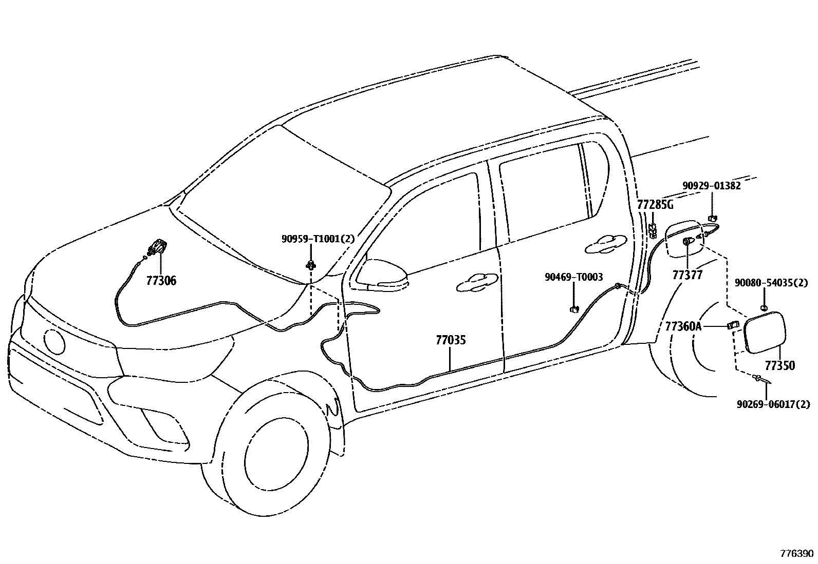 Toyota HILUX 燃油箱和燃油管 EPC diagram — 776390