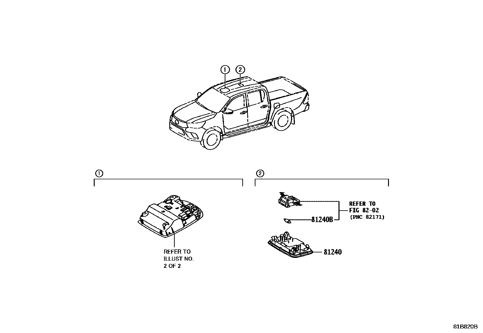 Toyota HILUX 车内灯 EPC diagram — 81B820B