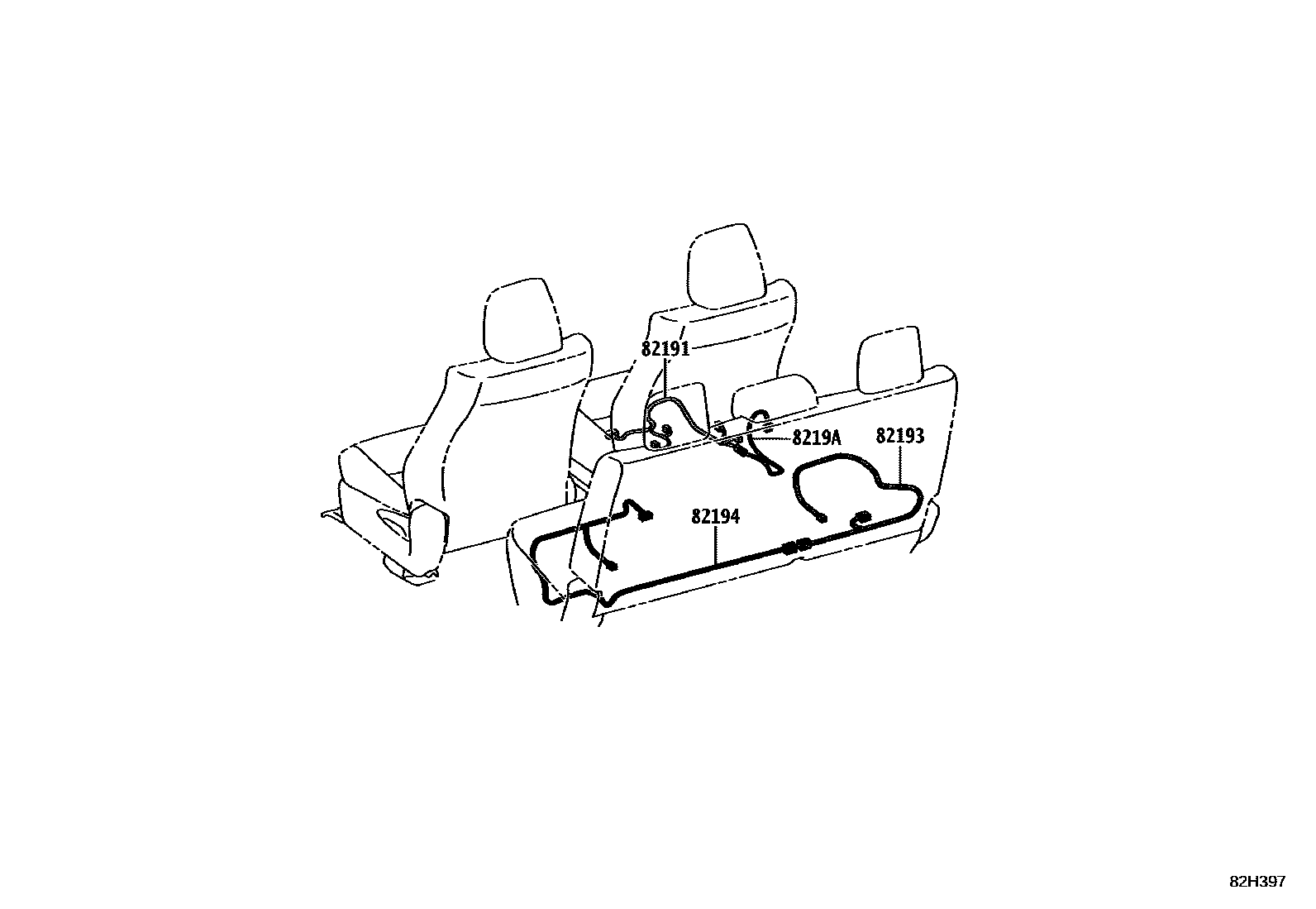 Toyota HILUX 线束和卡夹 EPC diagram — 82H397