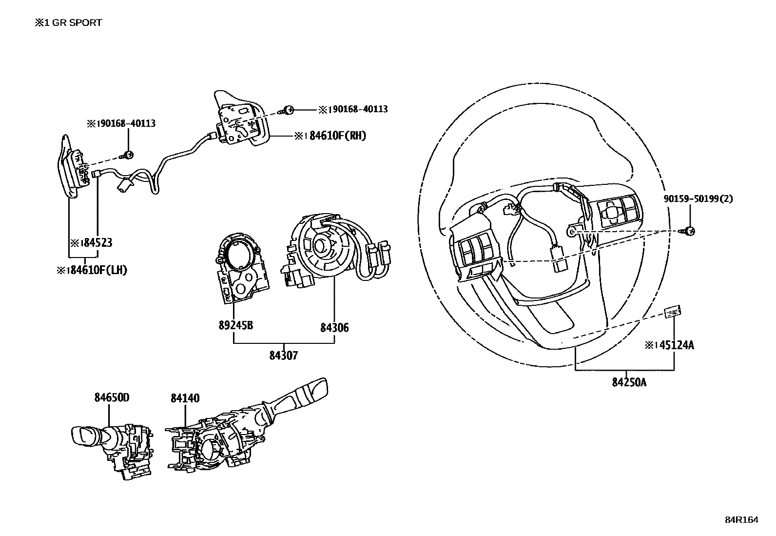 Toyota HILUX 开关和继电器和ECU EPC diagram — 84R164