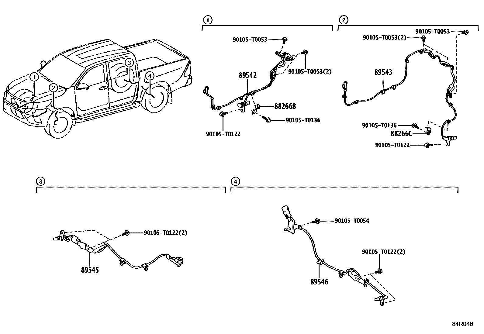 Toyota HILUX ABS 和 VSC EPC diagram — 84R046