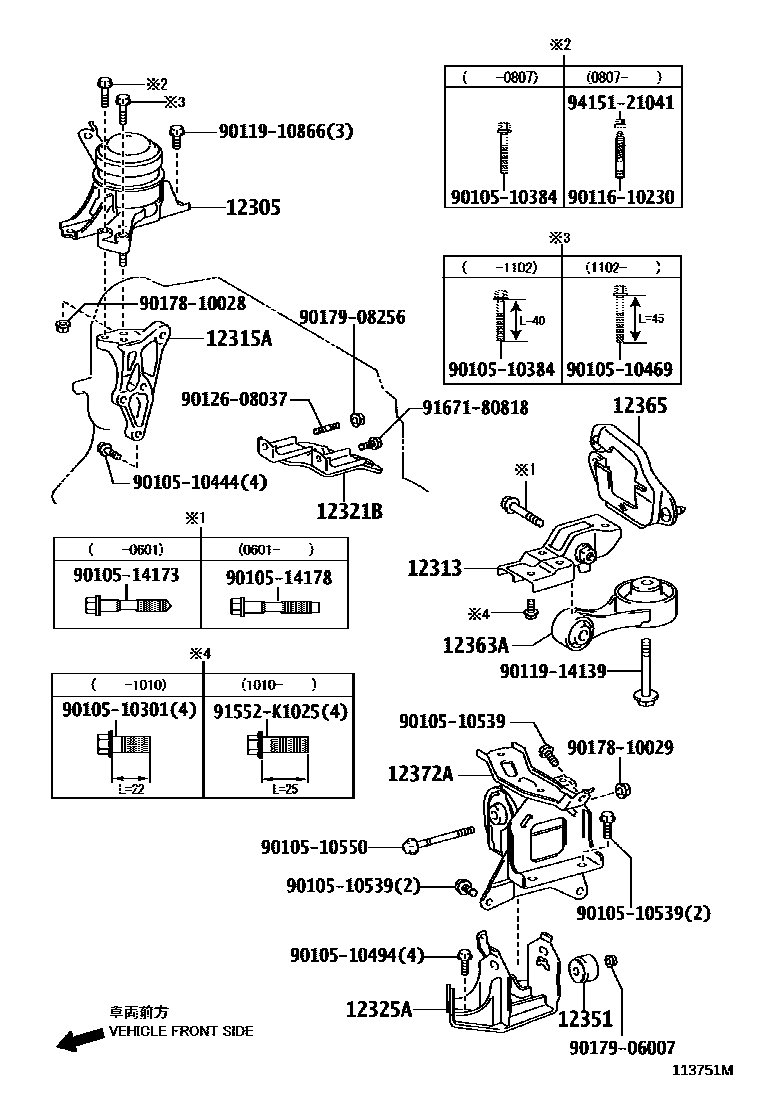 Toyota YARIS Engine Mounting EPC diagram — 113751M