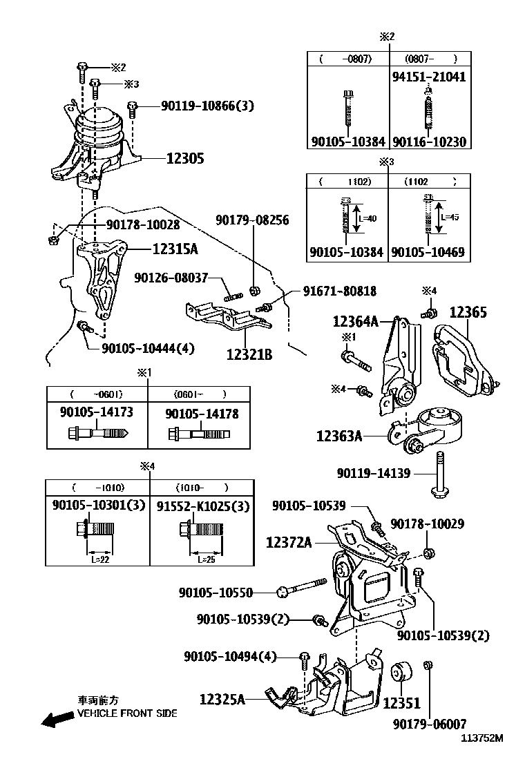 Toyota YARIS Engine Mounting EPC diagram — 113752M