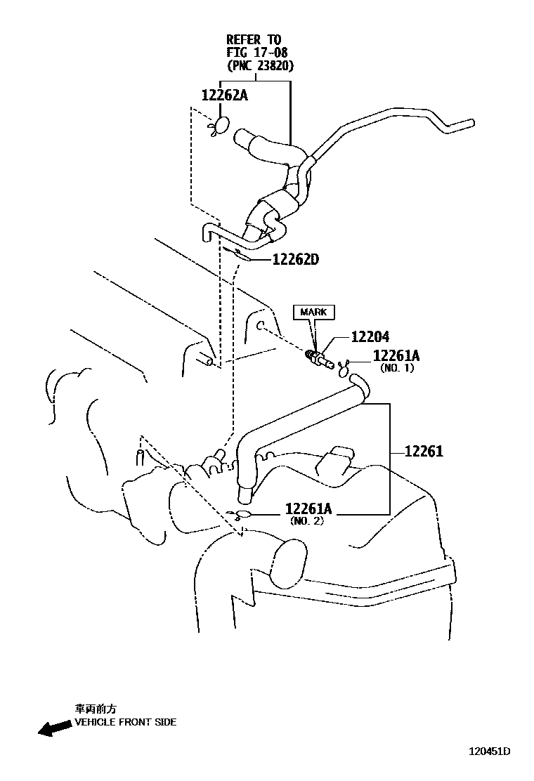 Toyota YARIS Ventilation Hose EPC diagram — 120451D
