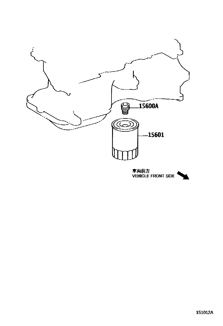 Toyota YARIS Oil Filter EPC diagram — 151012A