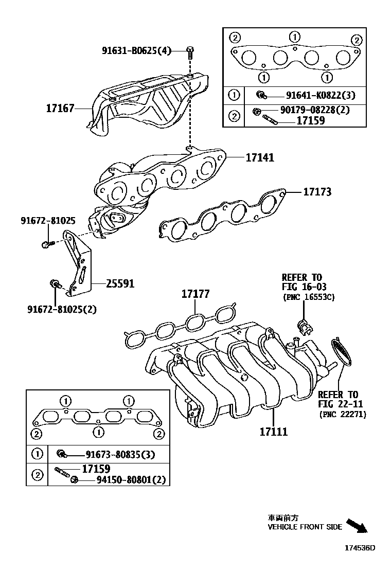 Toyota YARIS Manifold EPC diagram — 174536D