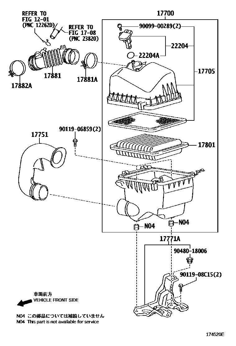 Toyota YARIS Air Cleaner EPC diagram — 174520E