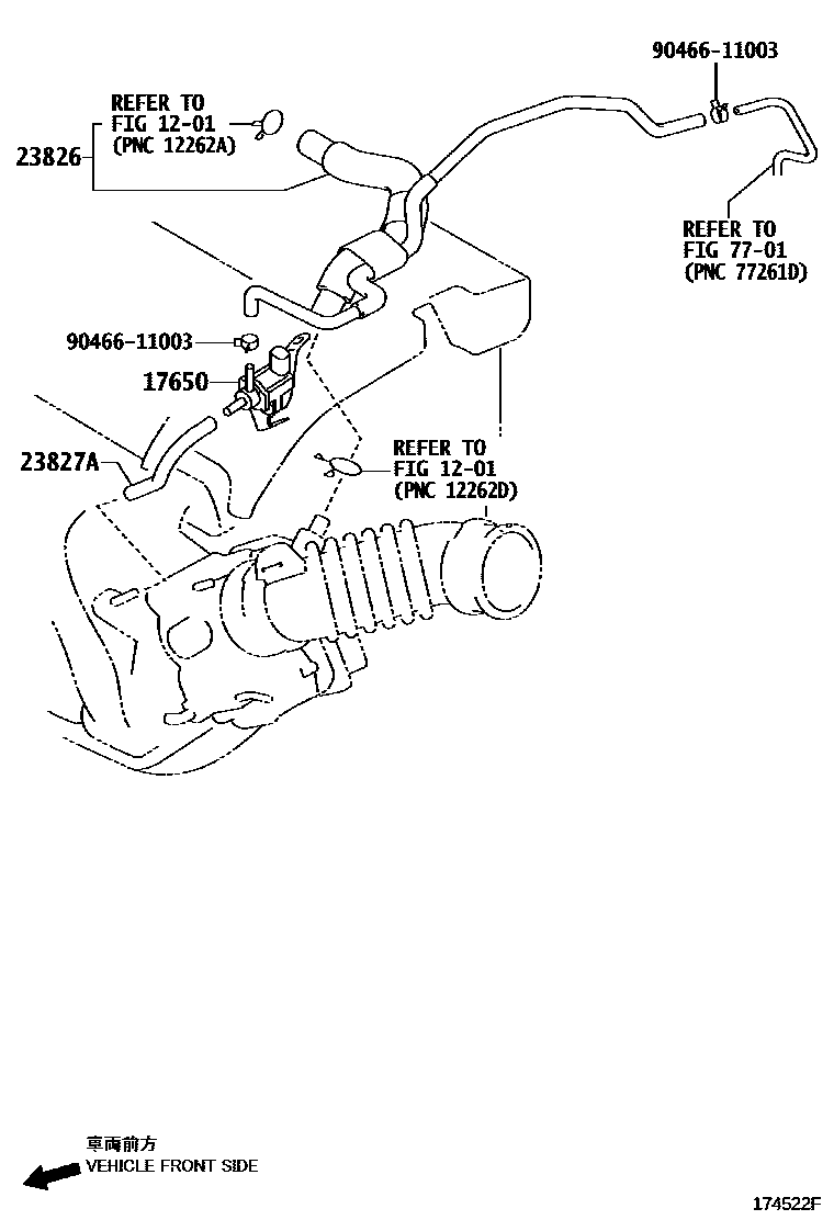 Toyota YARIS vacuum tube EPC diagram — 174522F
