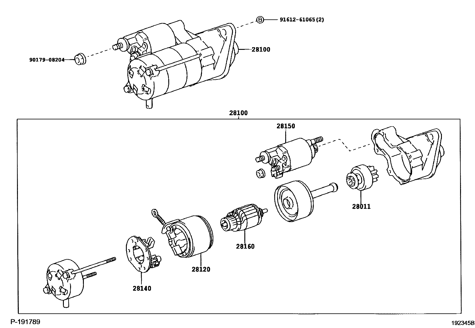 Toyota YARIS 起动机 EPC diagram — 192345B