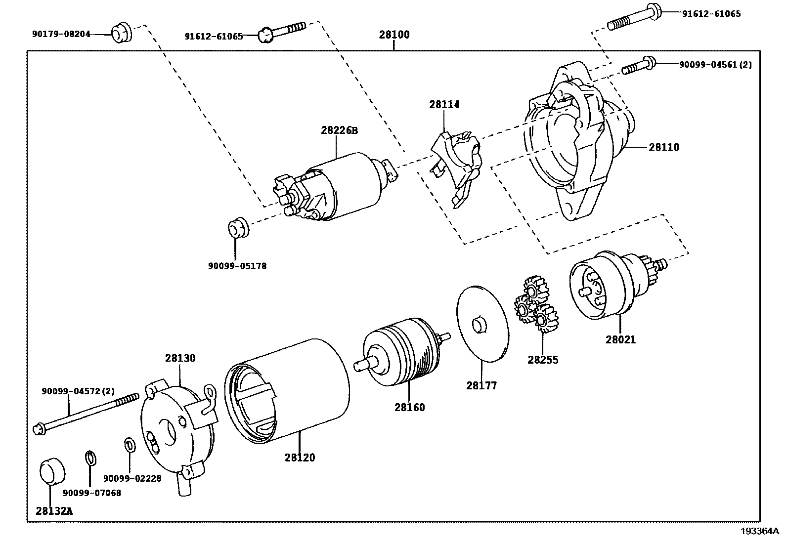 Toyota YARIS 起动机 EPC diagram — 193364A