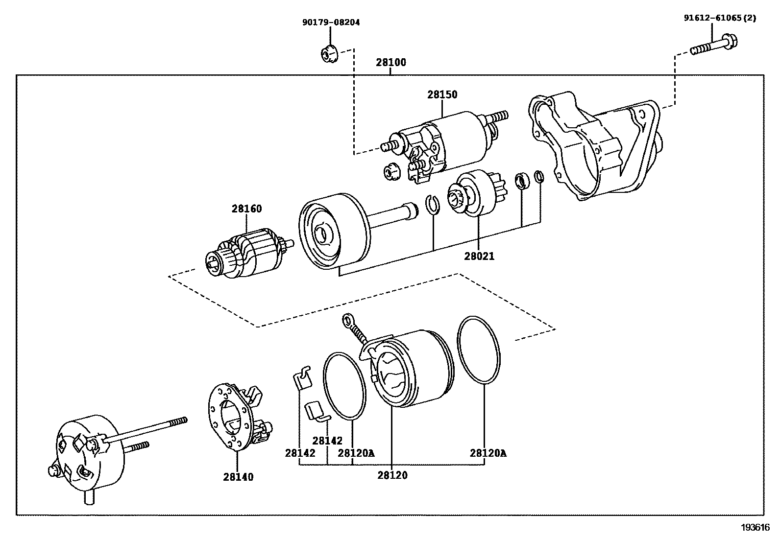 Toyota YARIS 起动机 EPC diagram — 193616